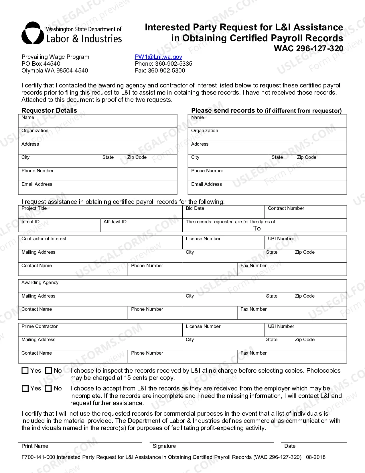 Preview Request for Assistance in Obtaining Certified Payroll Records