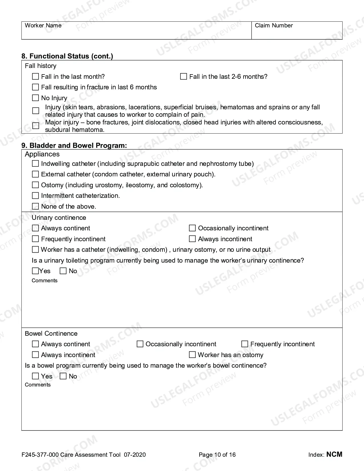 Preview Residential Care Assessment Tool