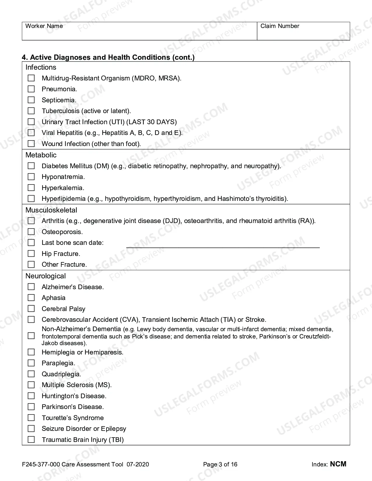Preview Residential Care Assessment Tool