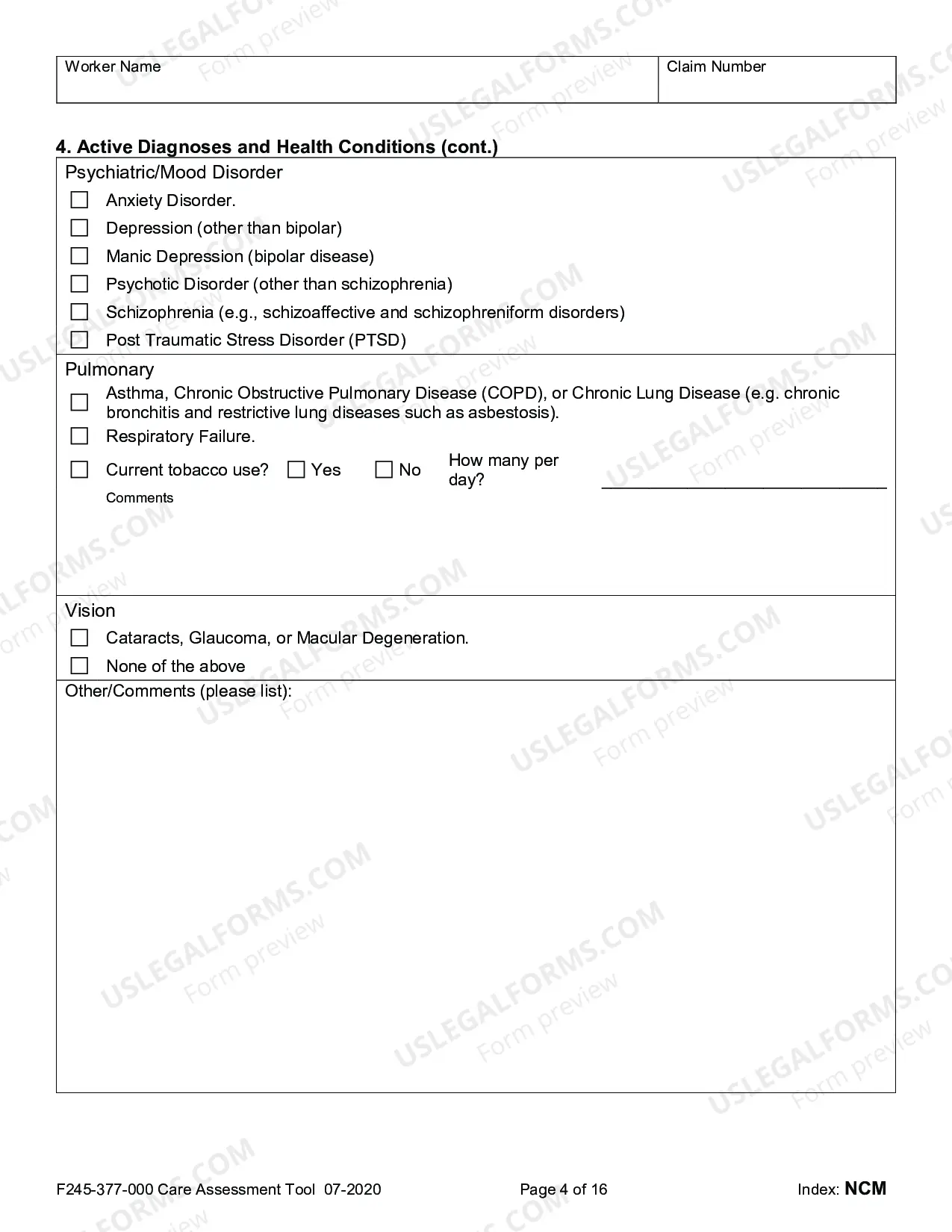 Preview Residential Care Assessment Tool