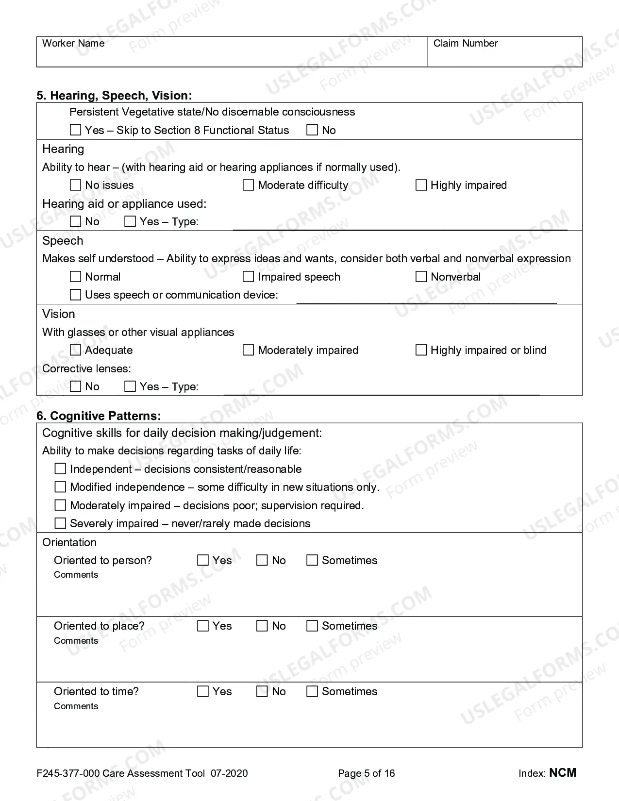 Preview Residential Care Assessment Tool