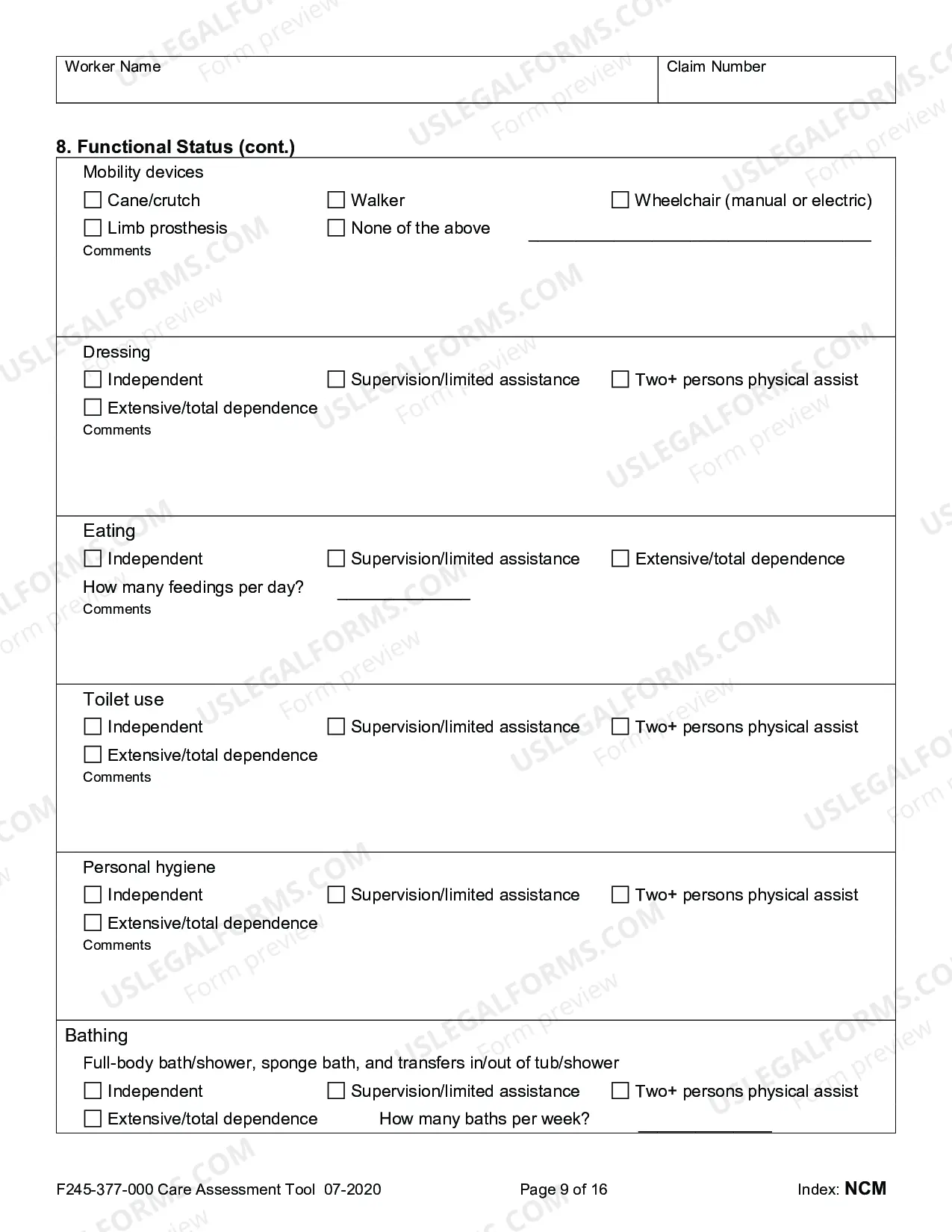 Preview Residential Care Assessment Tool