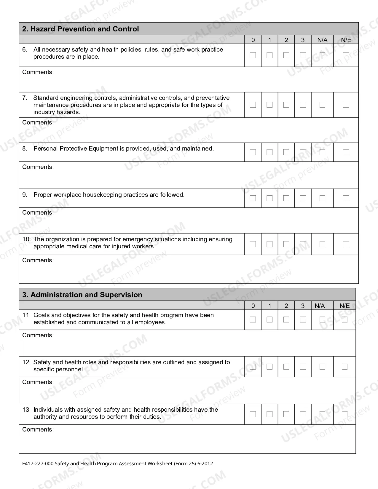 Preview Safety and Health Program Assessment Worksheet