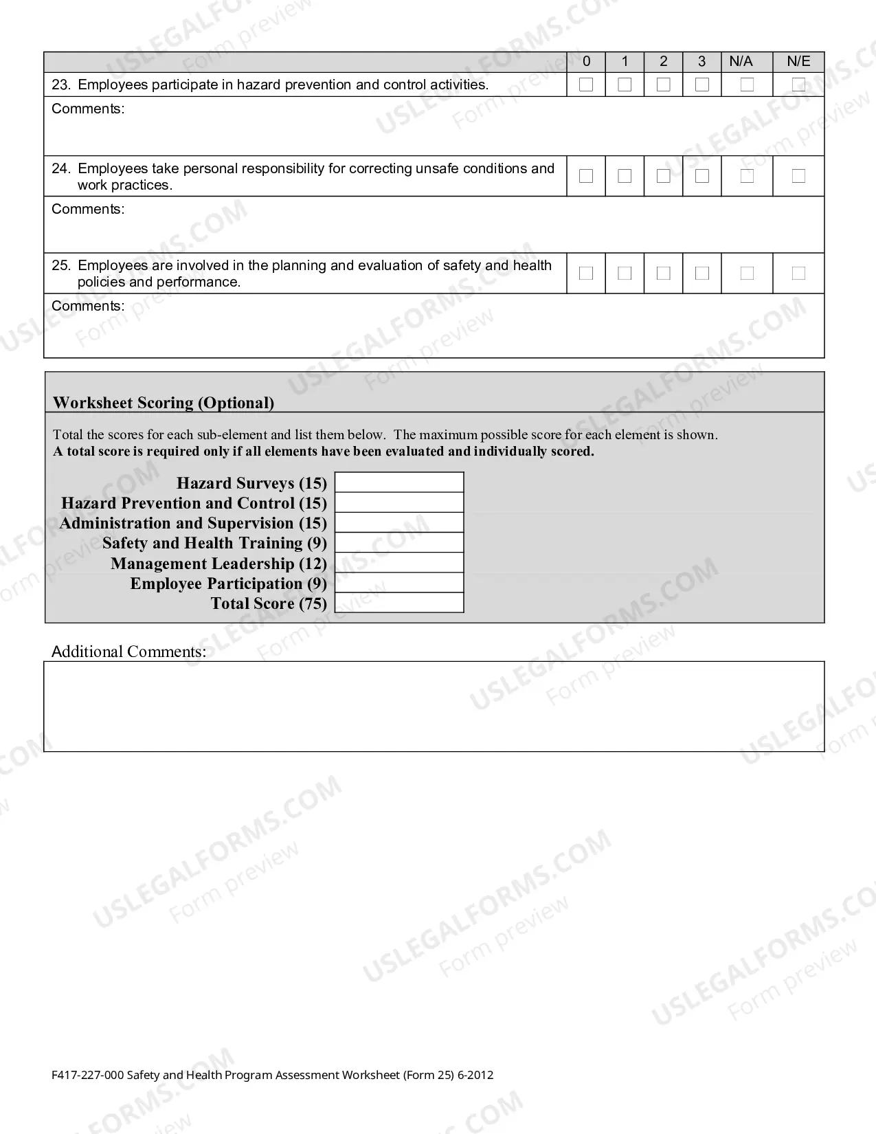Preview Safety and Health Program Assessment Worksheet