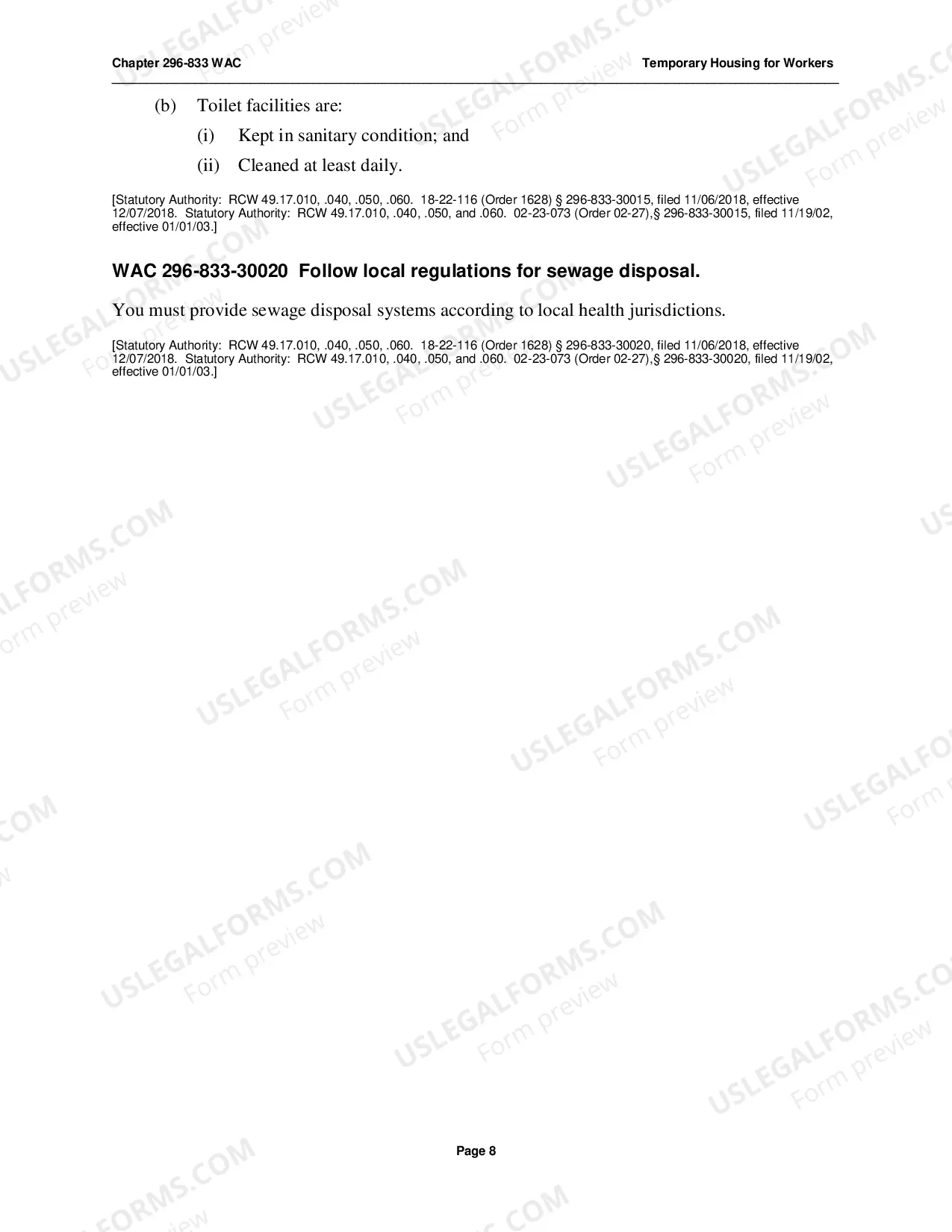 Preview Safety Standards - WAC 296-833 - Temporary Housing for Workers