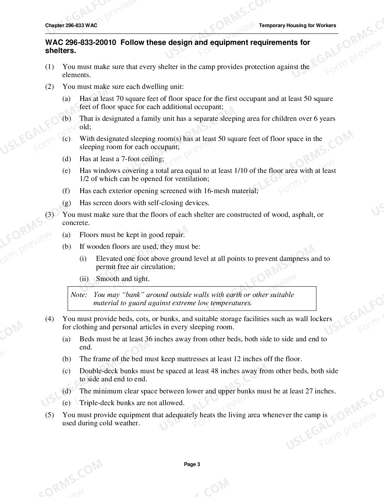 Preview Safety Standards - WAC 296-833 - Temporary Housing for Workers