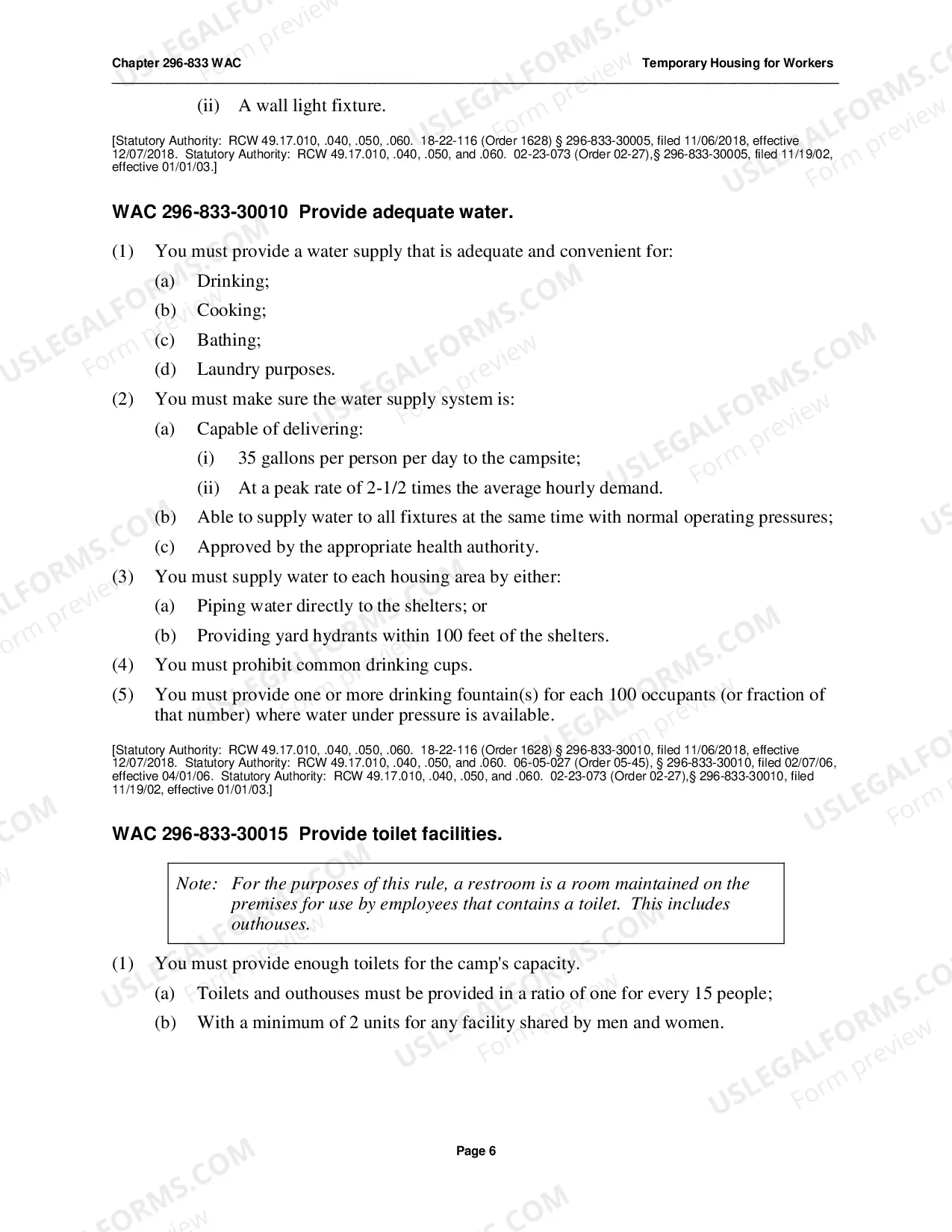 Preview Safety Standards - WAC 296-833 - Temporary Housing for Workers