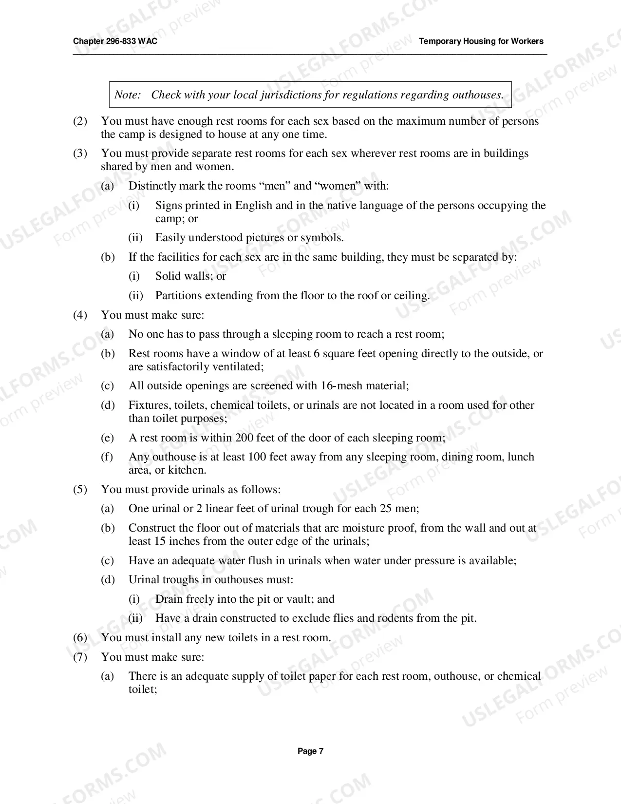 Preview Safety Standards - WAC 296-833 - Temporary Housing for Workers