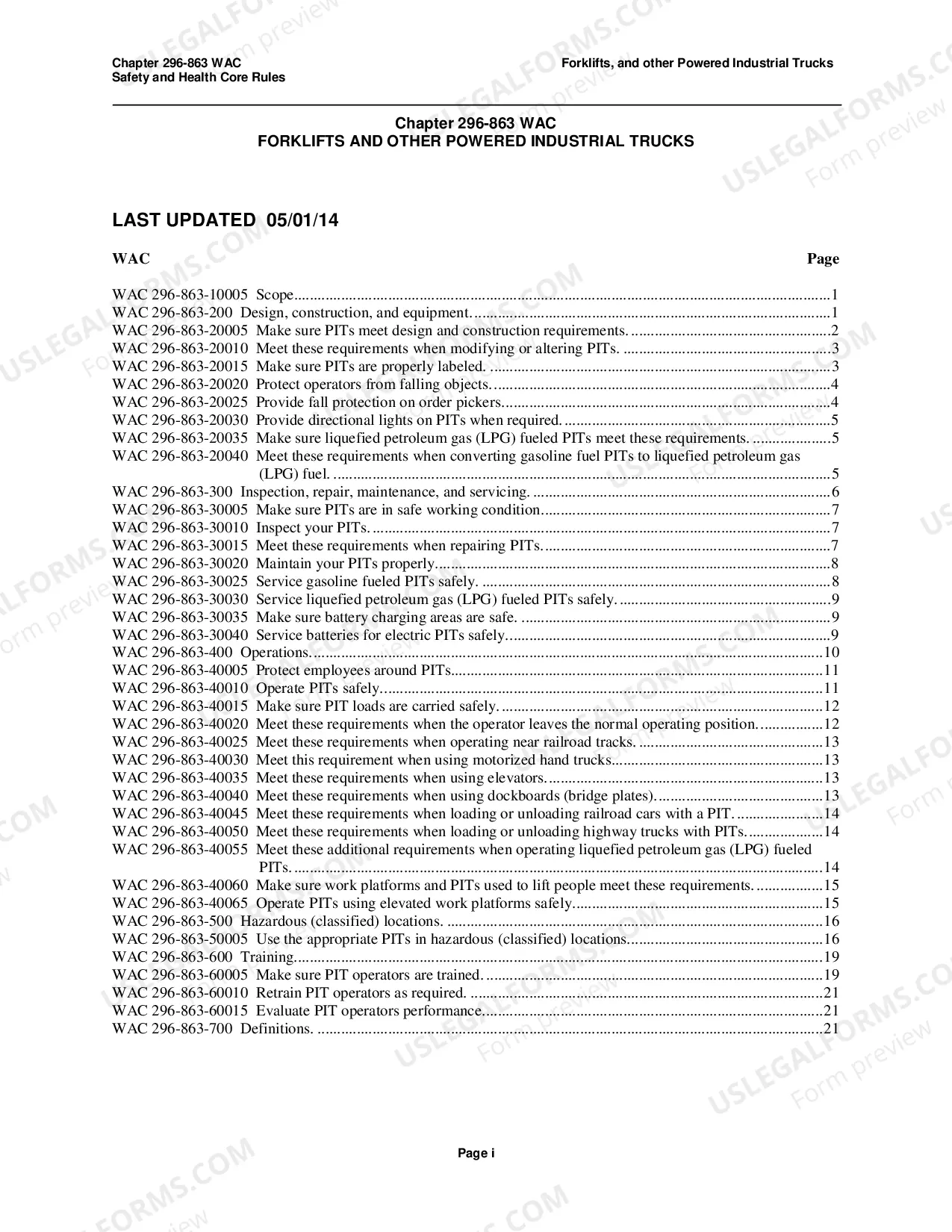 Preview Safety Standards for Forklifts and Other Powered Industrial Trucks WAC 296-863