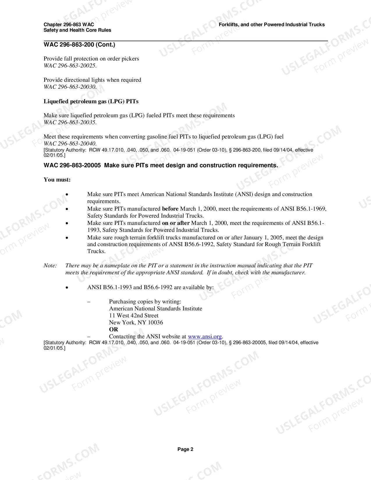 Preview Safety Standards for Forklifts and Other Powered Industrial Trucks WAC 296-863