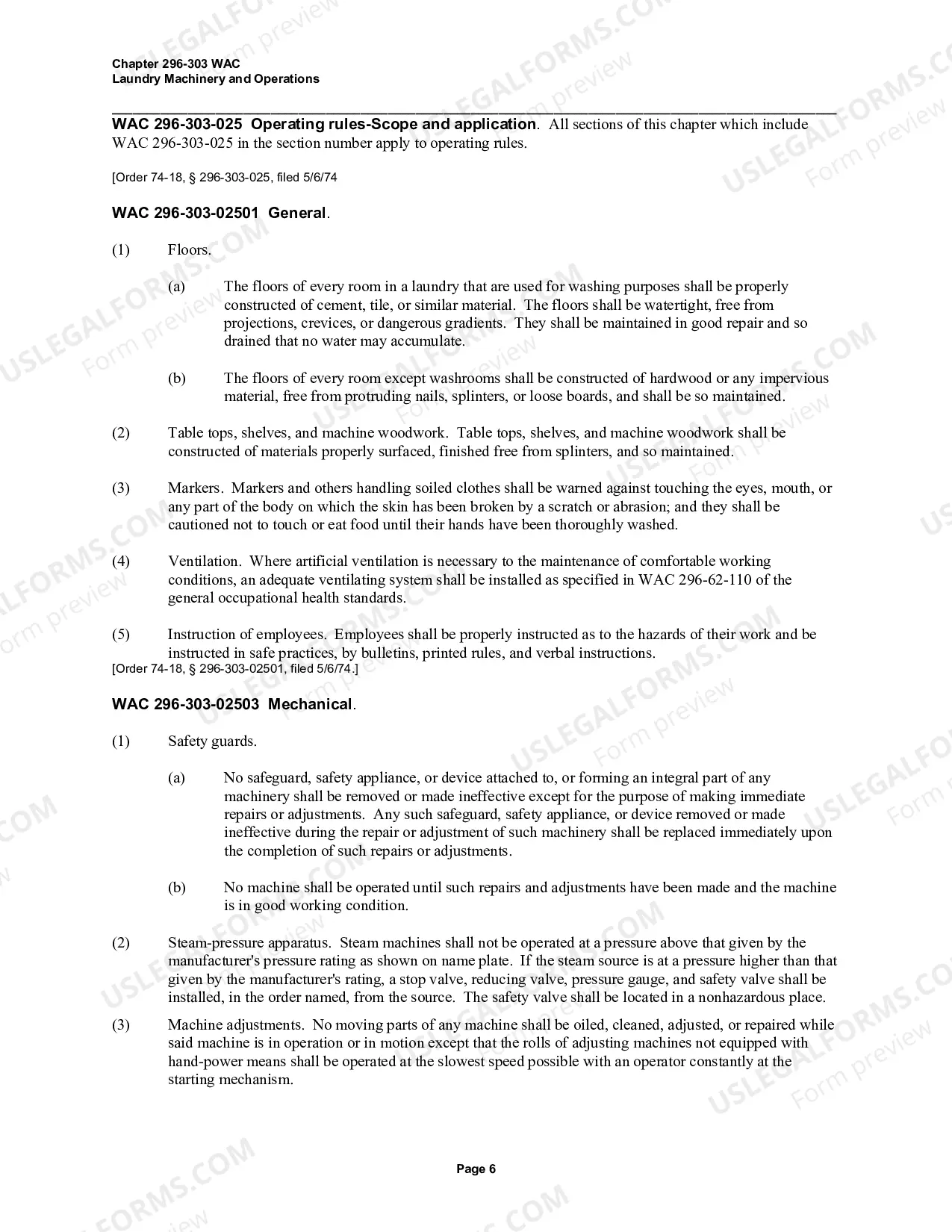 Preview Safety Standards for Laundry Machinery and Operations WAC 296-303