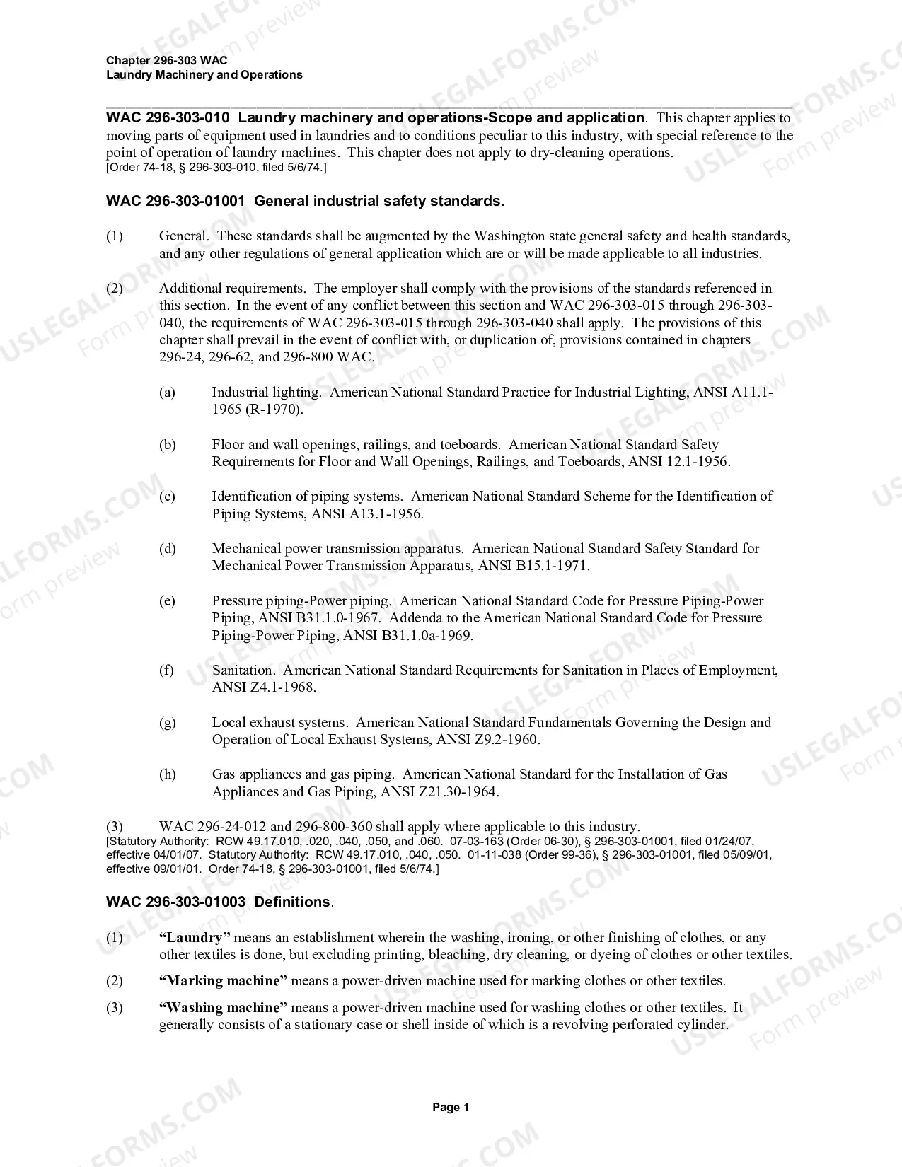 Preview Safety Standards for Laundry Machinery and Operations WAC 296-303