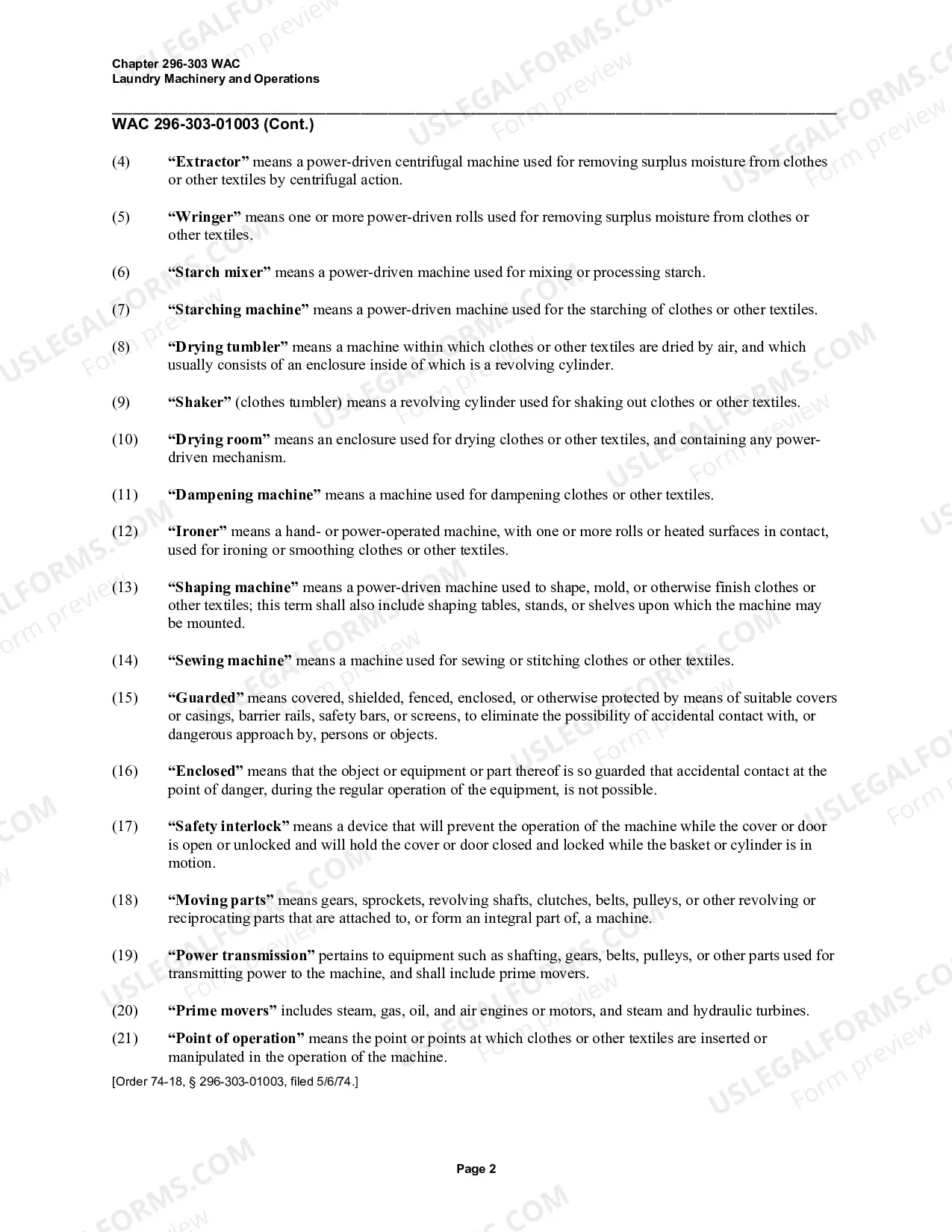 Preview Safety Standards for Laundry Machinery and Operations WAC 296-303