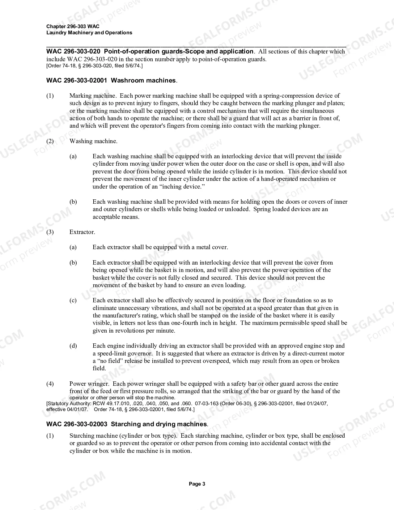 Preview Safety Standards for Laundry Machinery and Operations WAC 296-303