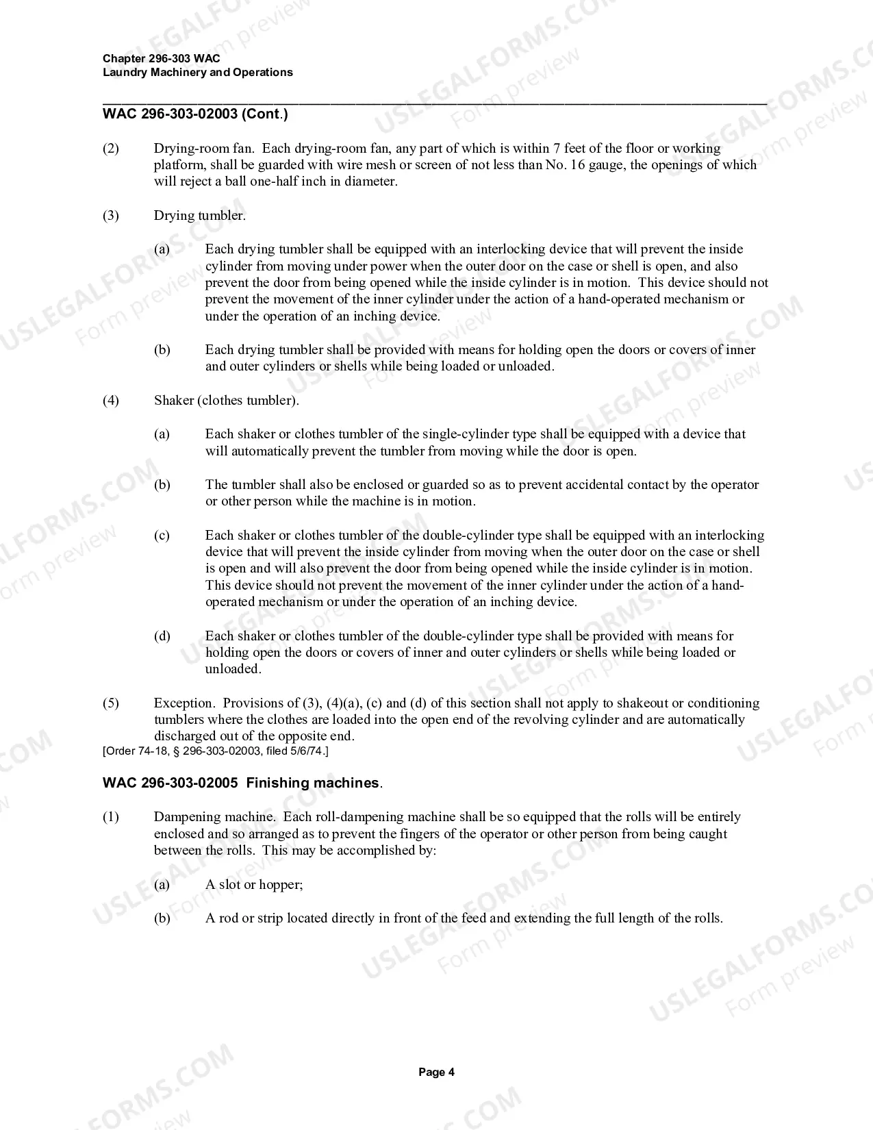Preview Safety Standards for Laundry Machinery and Operations WAC 296-303