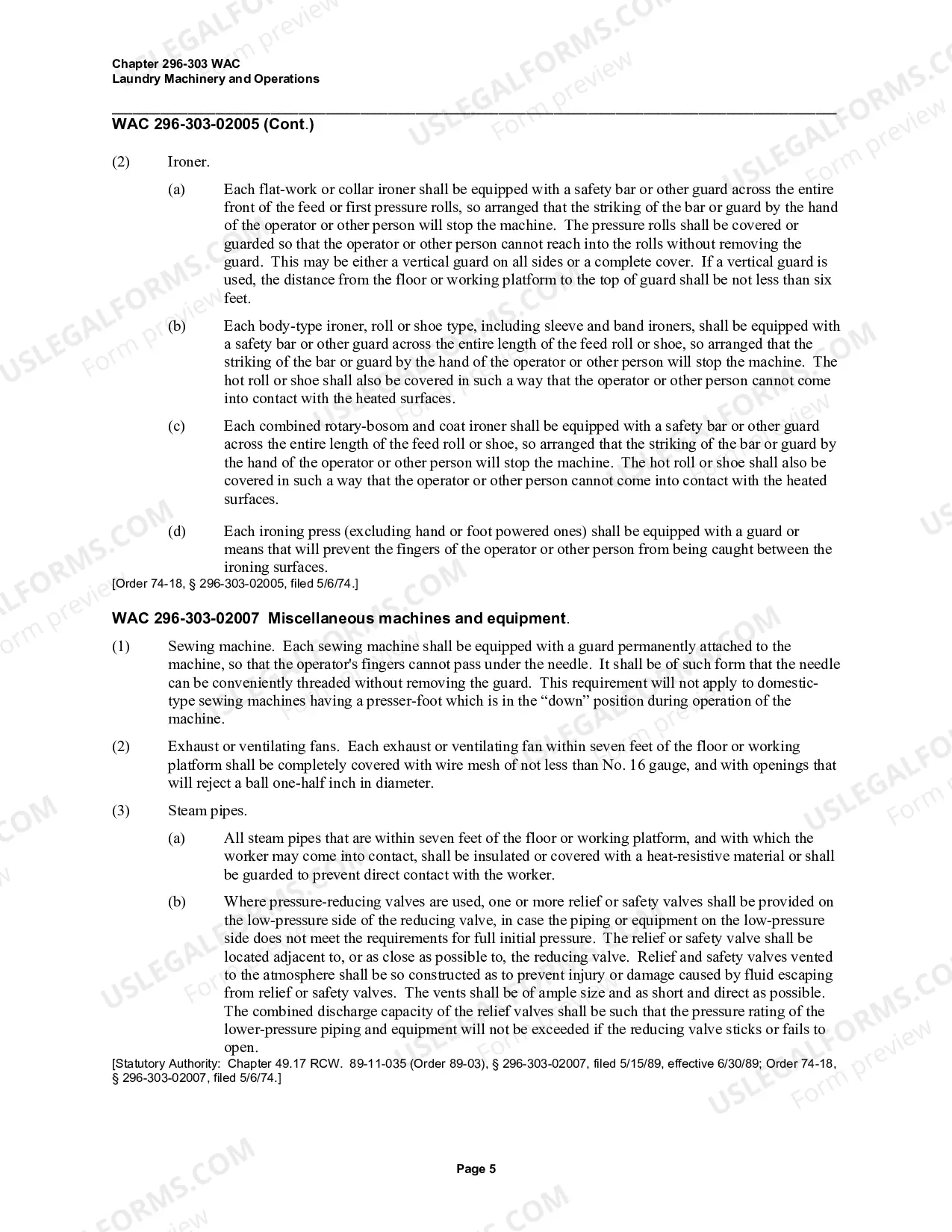 Preview Safety Standards for Laundry Machinery and Operations WAC 296-303