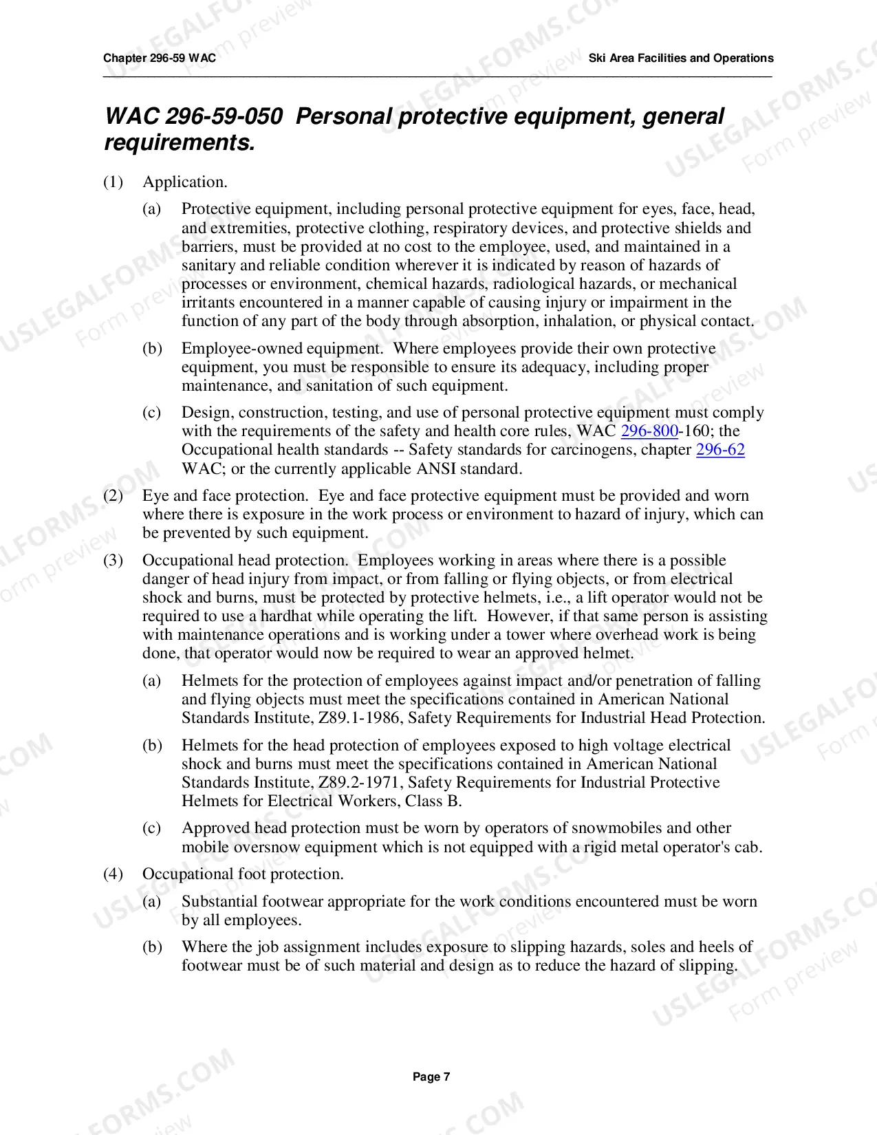 Preview Safety Standards for WAC 296-59, Ski Area Facilities & Operations