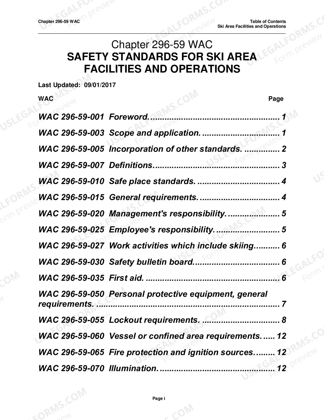 Preview Safety Standards for WAC 296-59, Ski Area Facilities & Operations