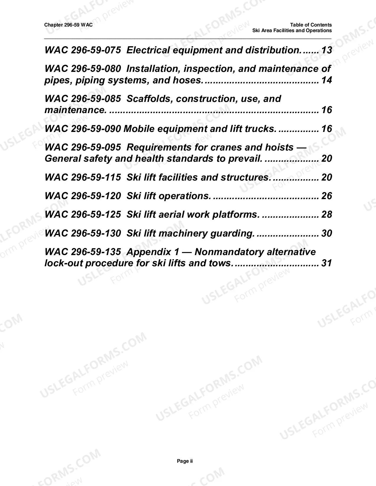 Preview Safety Standards for WAC 296-59, Ski Area Facilities & Operations
