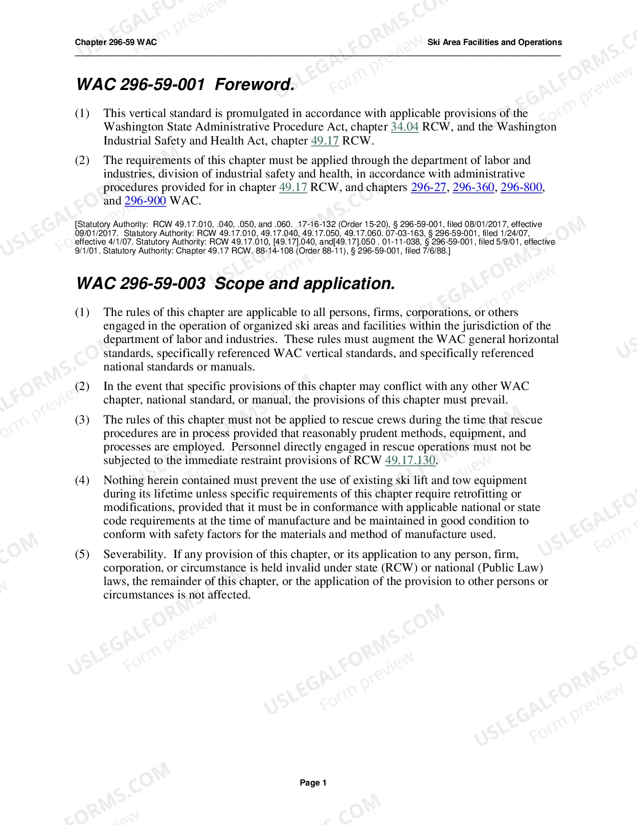 Preview Safety Standards for WAC 296-59, Ski Area Facilities & Operations