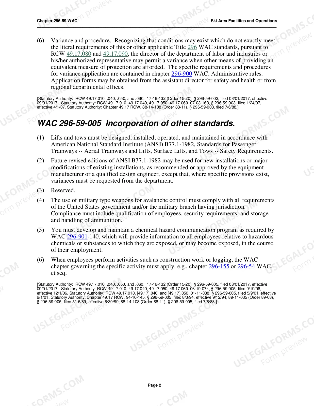 Preview Safety Standards for WAC 296-59, Ski Area Facilities & Operations