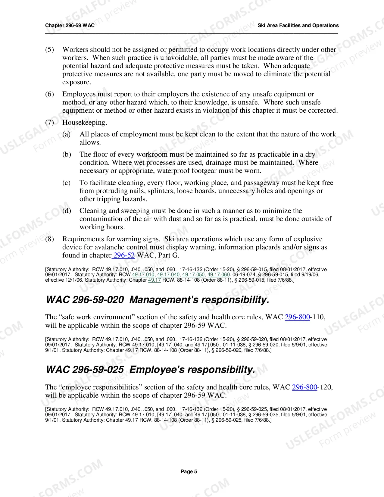 Preview Safety Standards for WAC 296-59, Ski Area Facilities & Operations