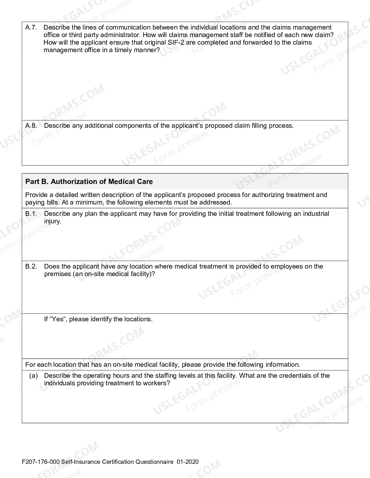 Preview Self-Insurance Certification Questionnaire