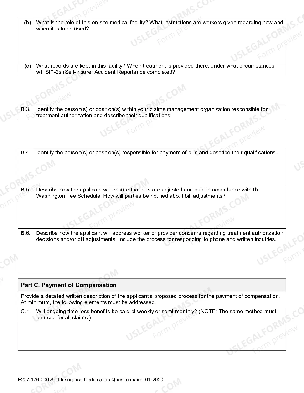Preview Self-Insurance Certification Questionnaire