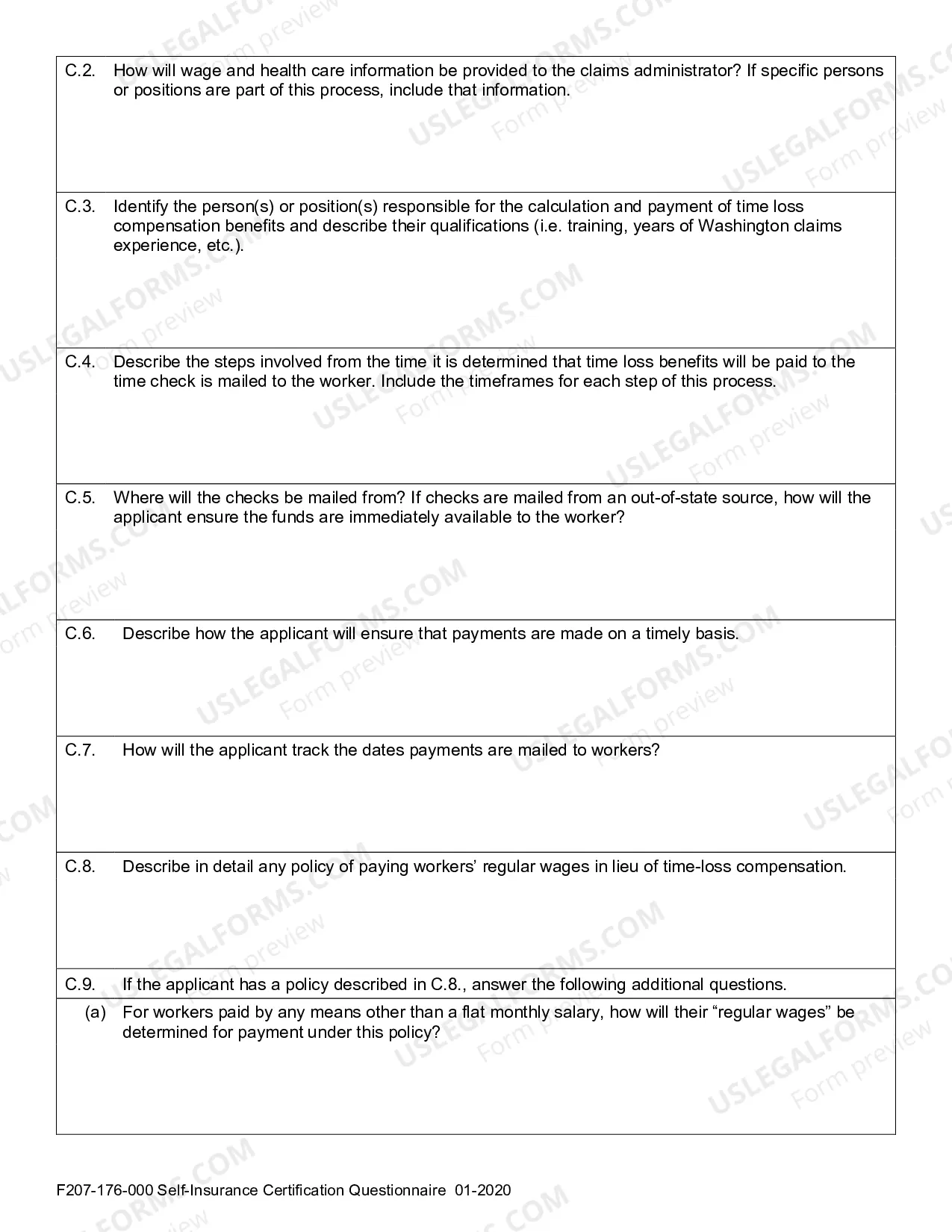 Preview Self-Insurance Certification Questionnaire