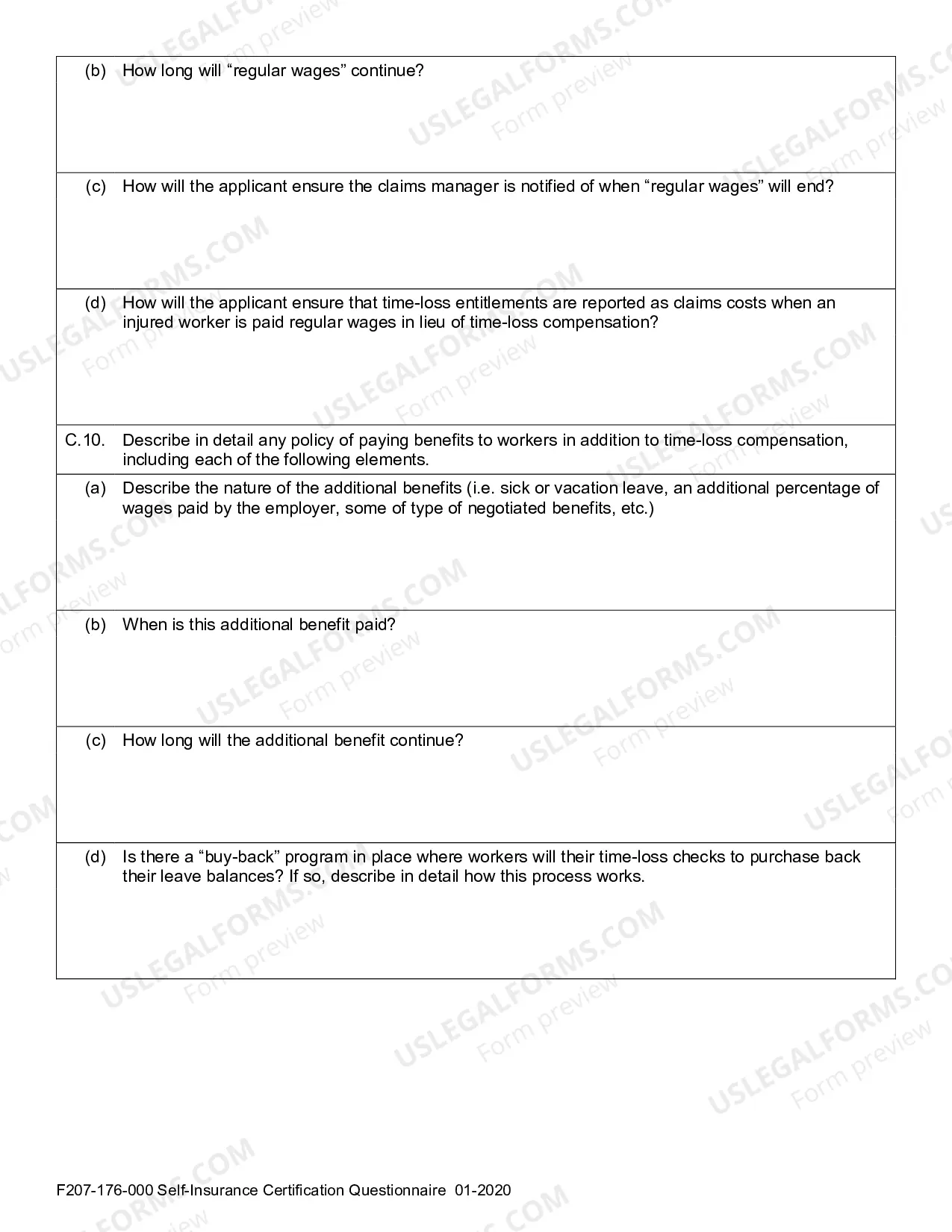 Preview Self-Insurance Certification Questionnaire