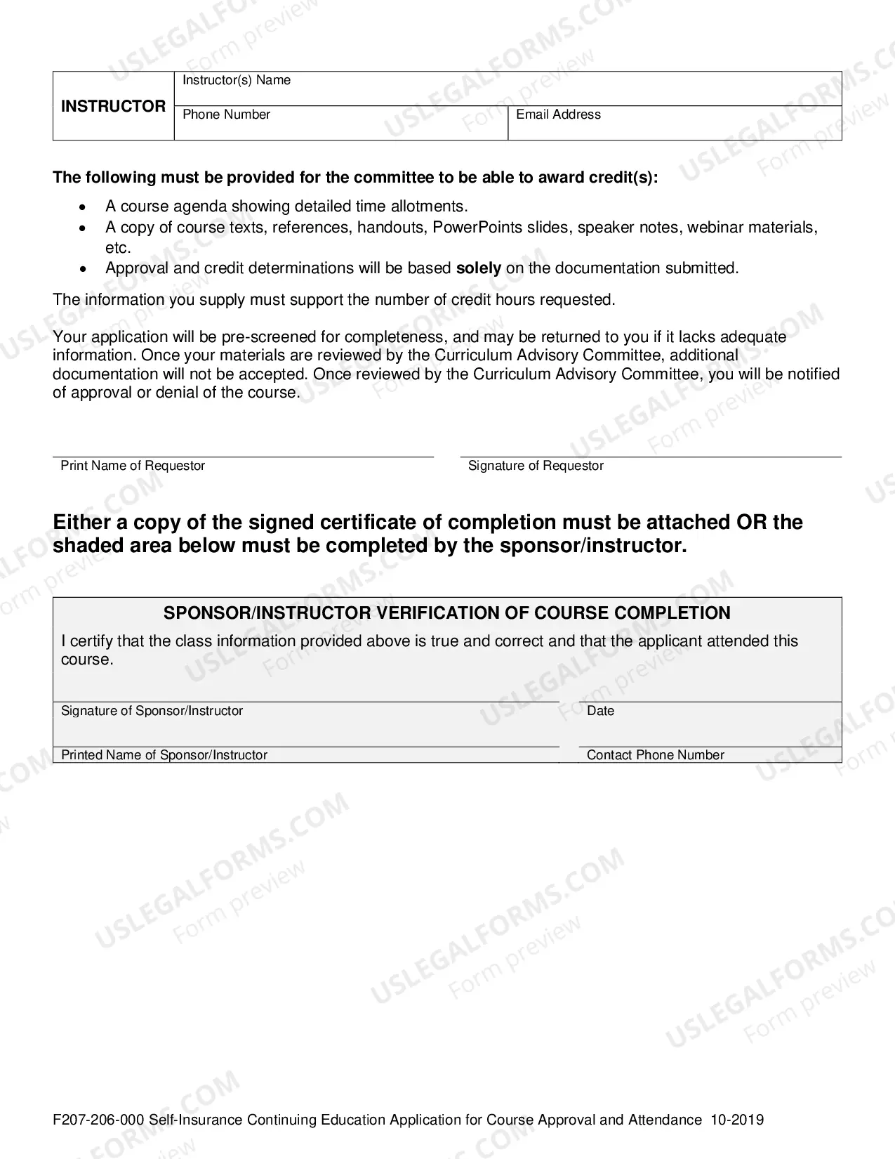 Preview Self-Insurance Continuing Education Application for Course Approval and Attendance
