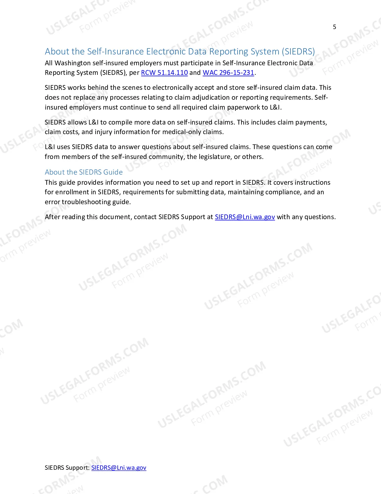 Preview Self-Insurance Electronic Data Reporting System (SIEDRS): Enrollment Package 2.0