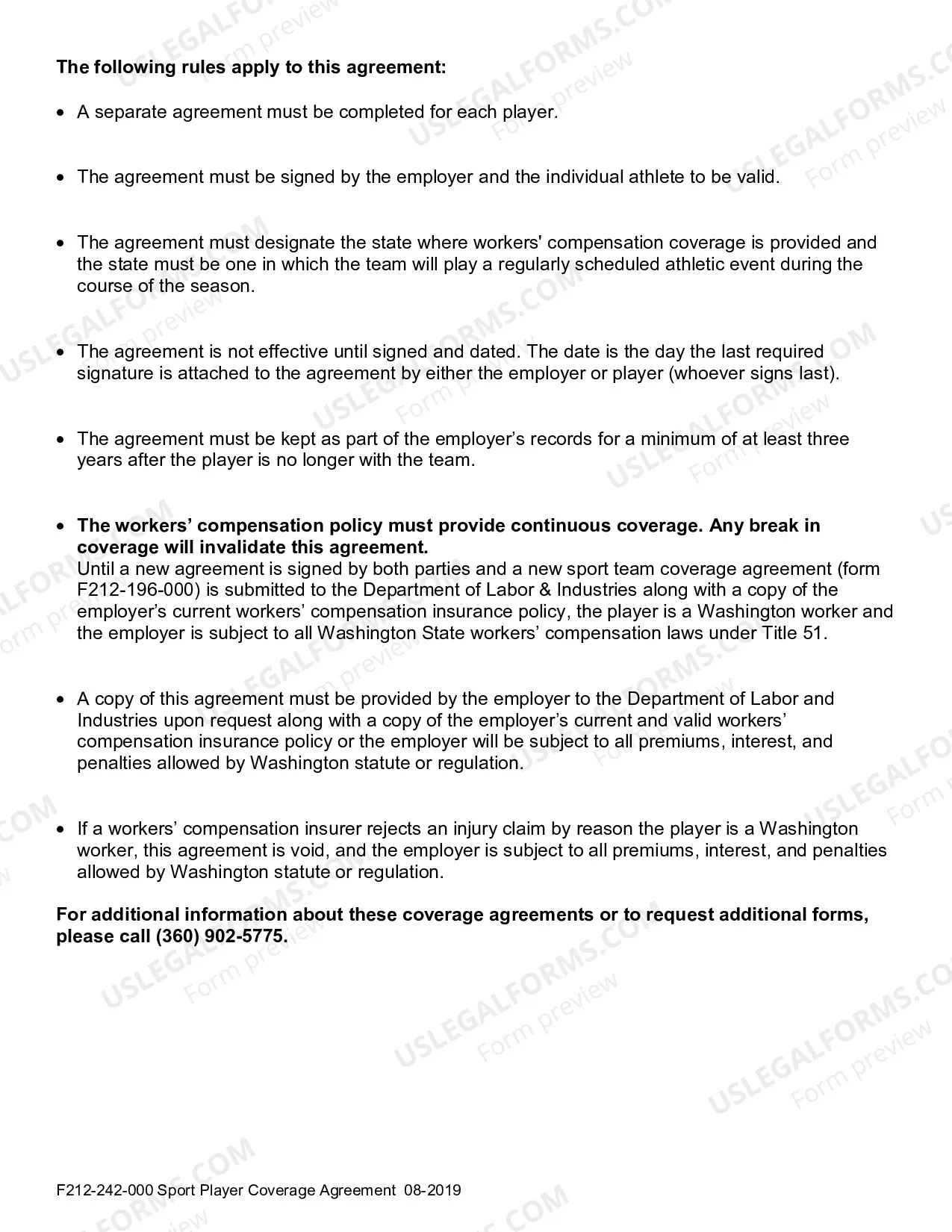 Preview Sports Player Coverage Agreement