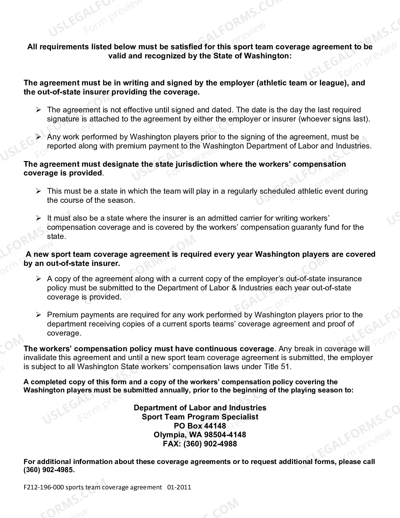 Preview Sports Teams Coverage Agreement
