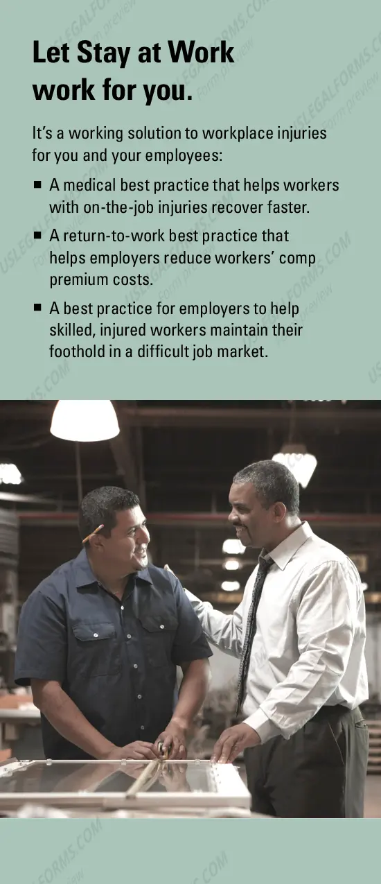 Preview Stay at Work: A new program to help employers keep injured workers on the job--pays half the wage plus expenses