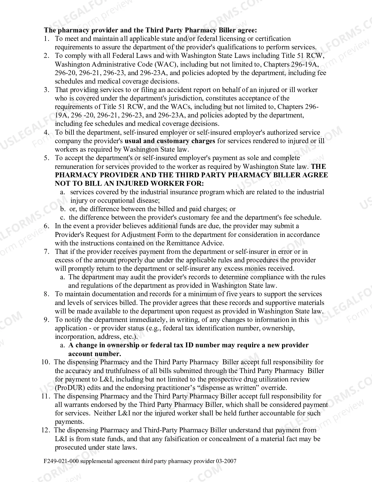 Preview Supplemental Agreement Third Party Pharmacy Provider