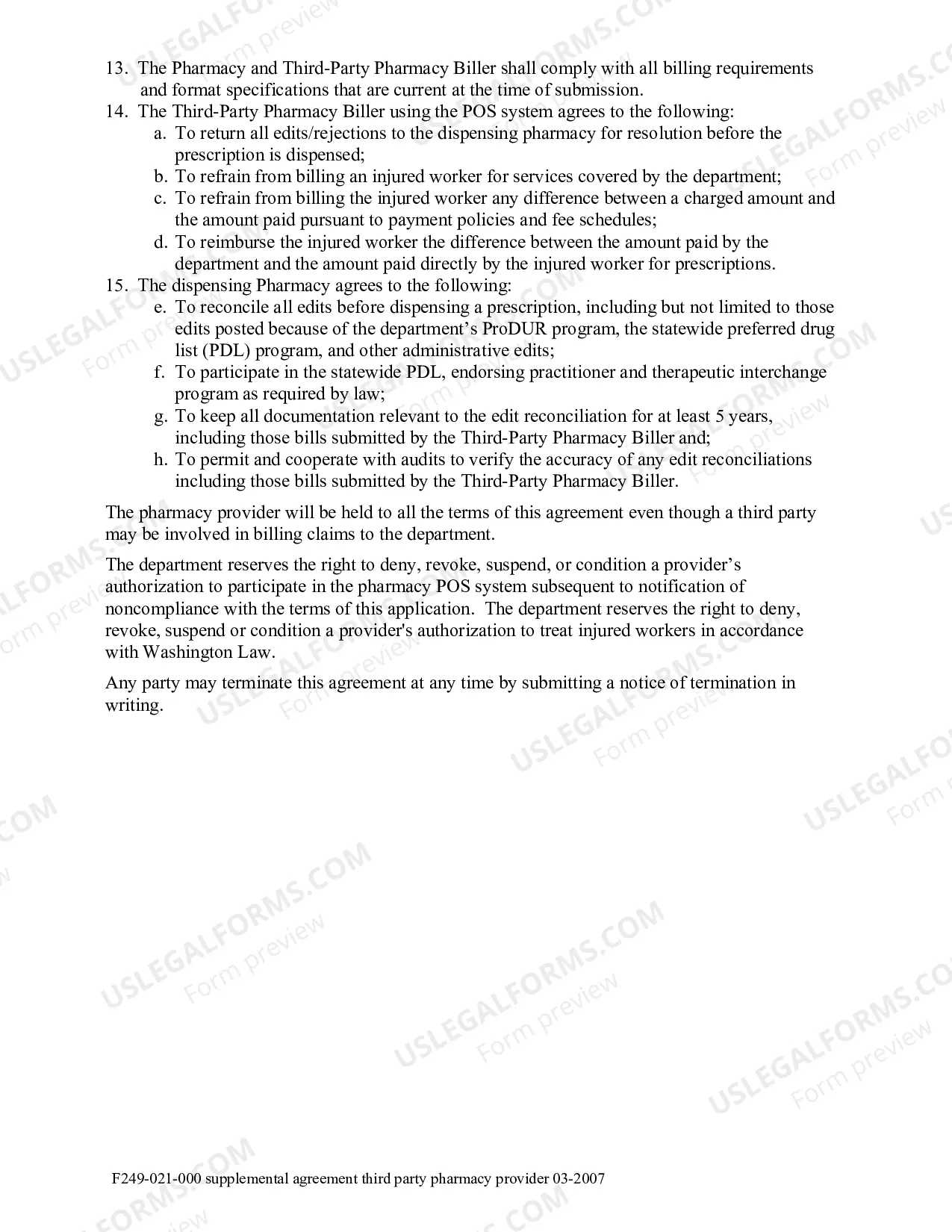Preview Supplemental Agreement Third Party Pharmacy Provider
