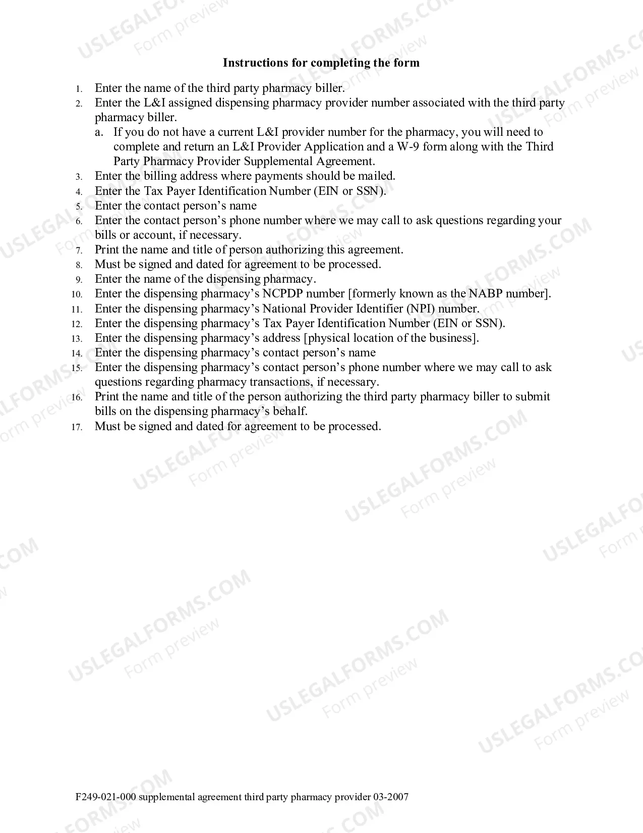 Preview Supplemental Agreement Third Party Pharmacy Provider