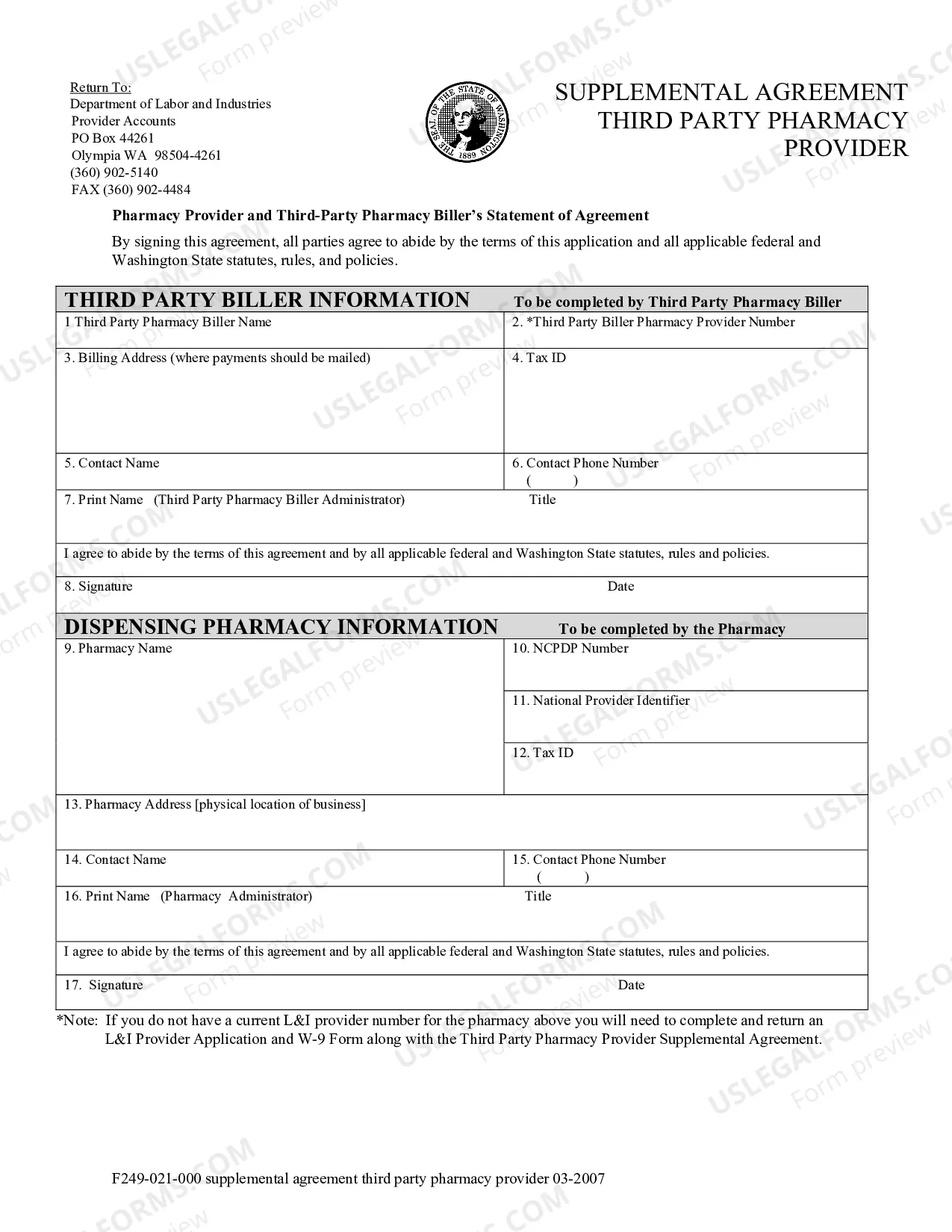 Preview Supplemental Agreement Third Party Pharmacy Provider