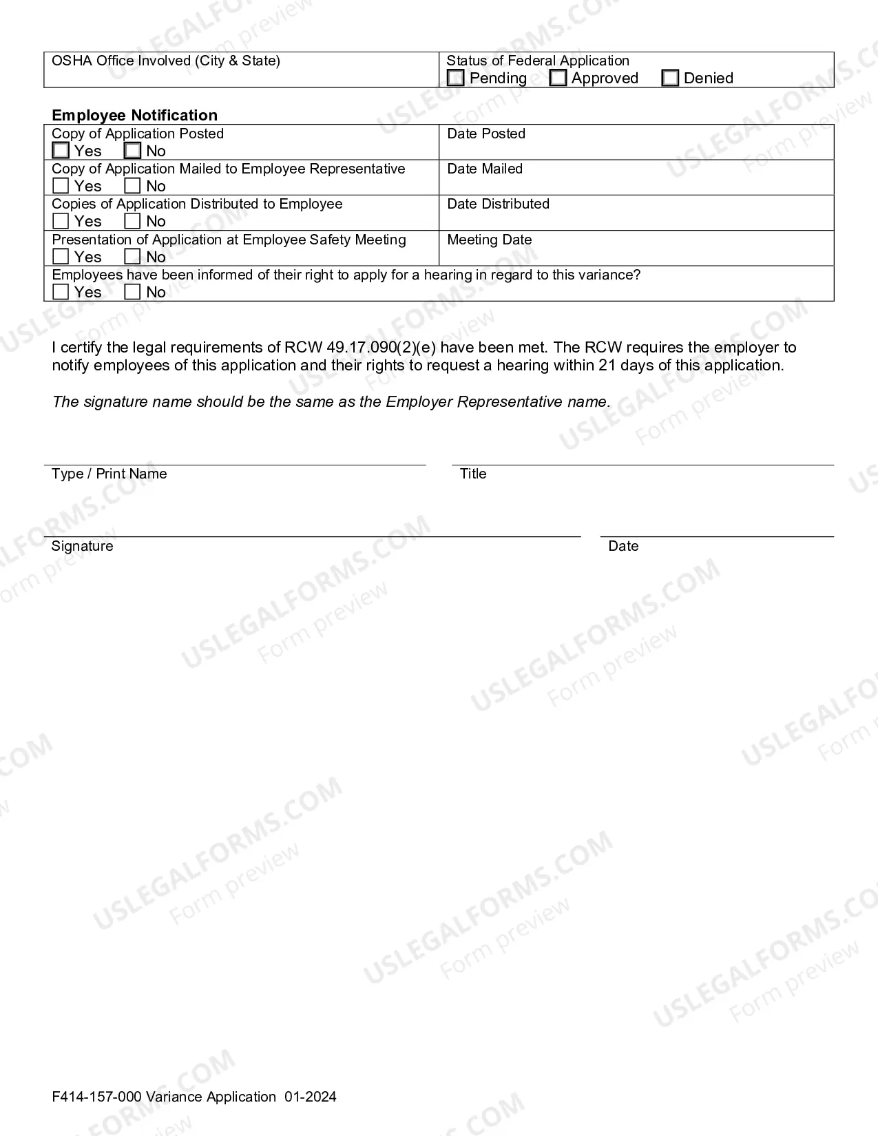 Preview Variance Application - Industrial Safety and Health