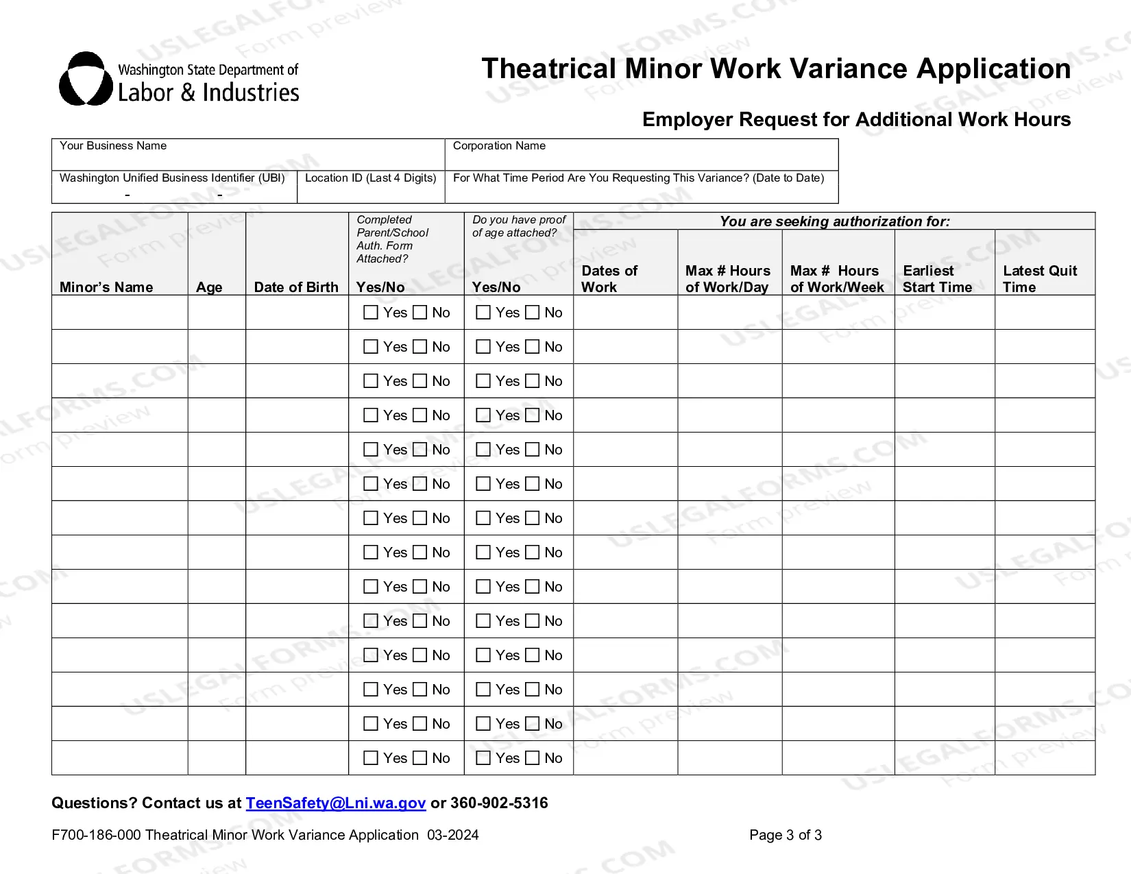 Preview Variance Application - Theatrical Minor Work