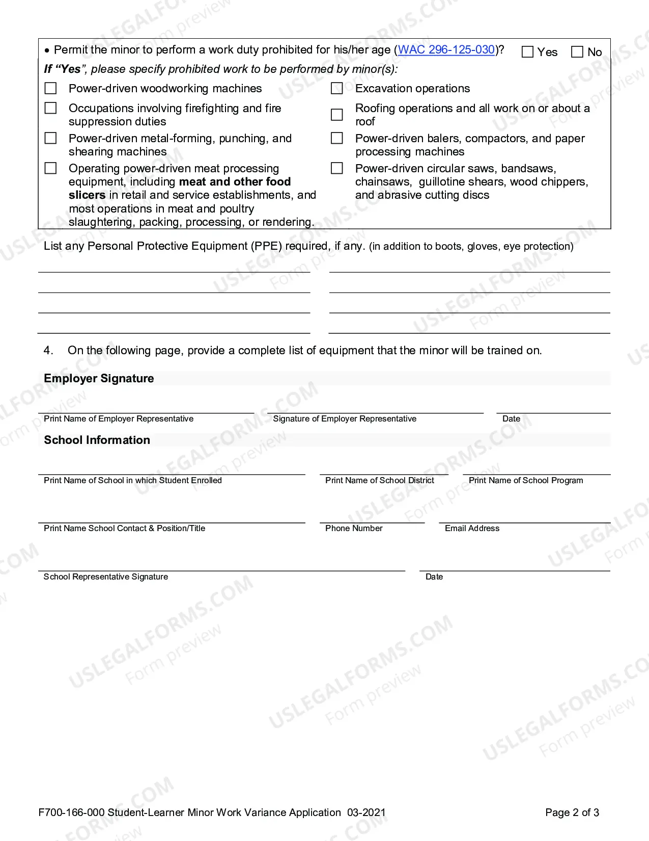 Preview Variance Application- Student Learner Exemption Minor Work