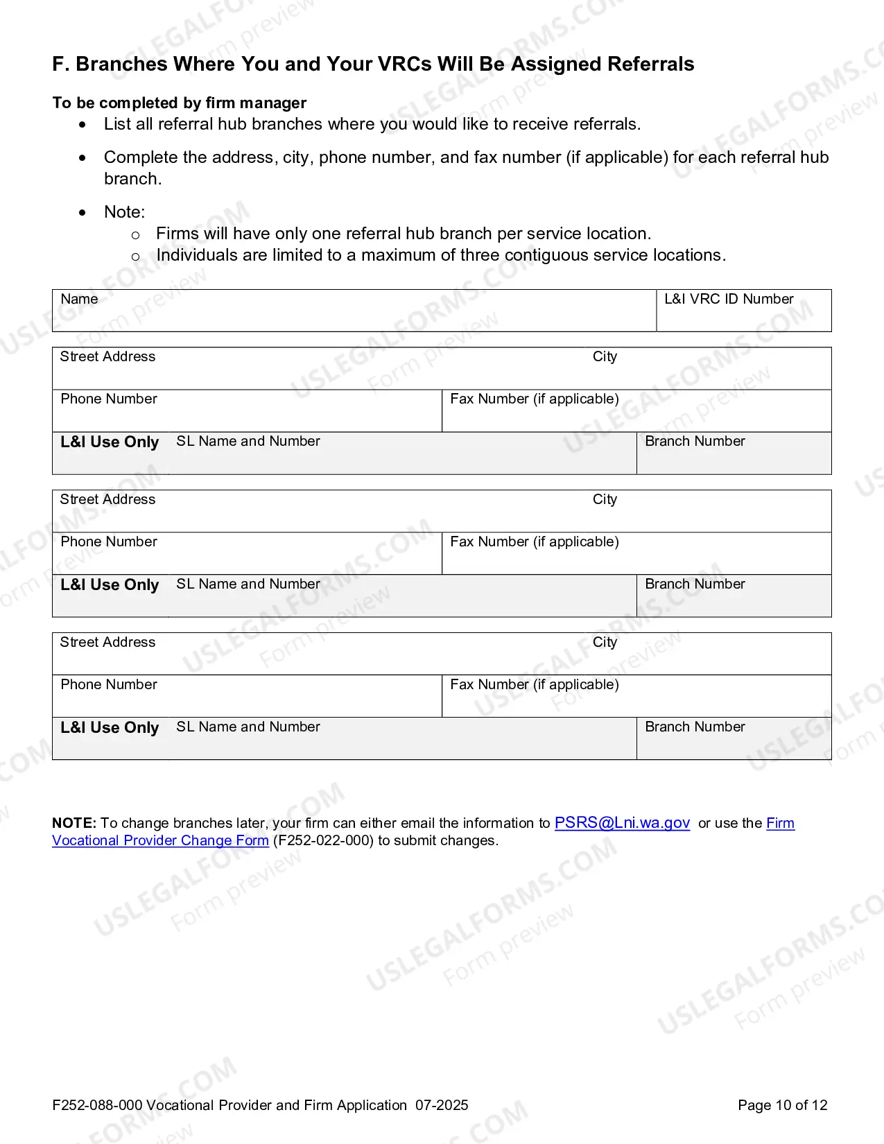 Preview Vocational Provider Application