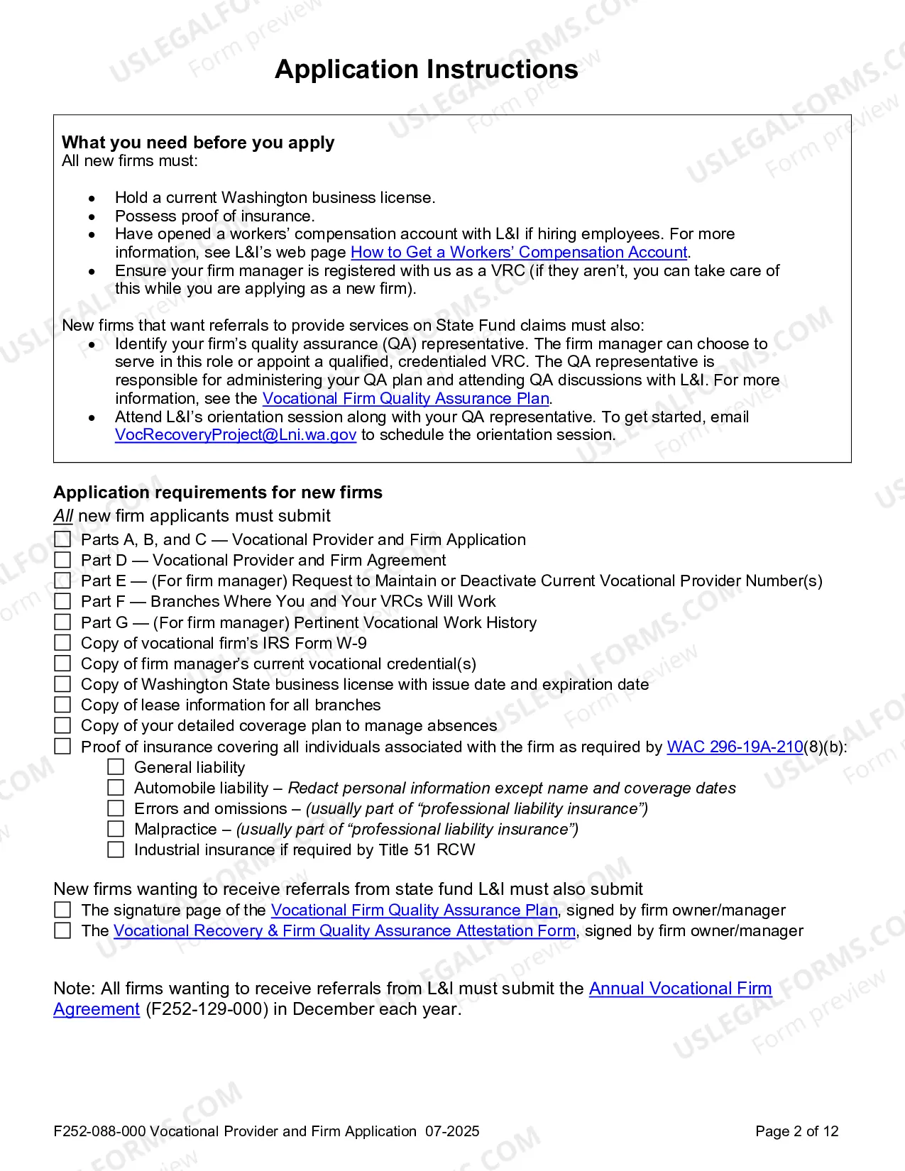 Preview Vocational Provider Application