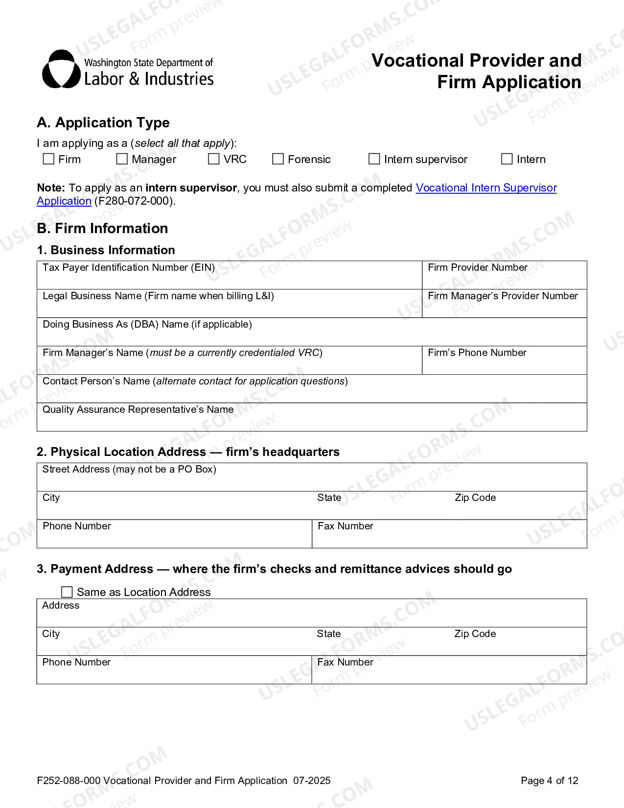 Preview Vocational Provider Application