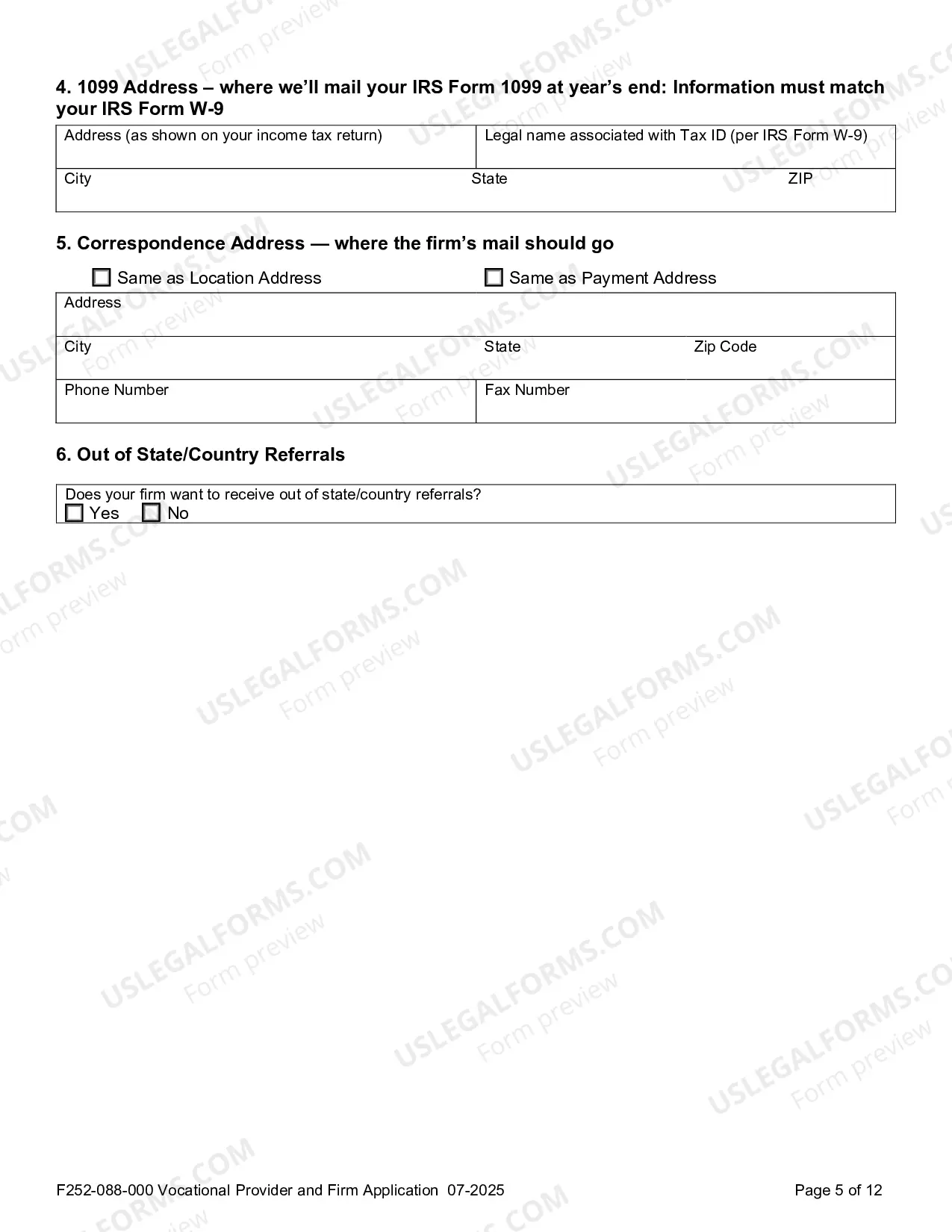 Preview Vocational Provider Application