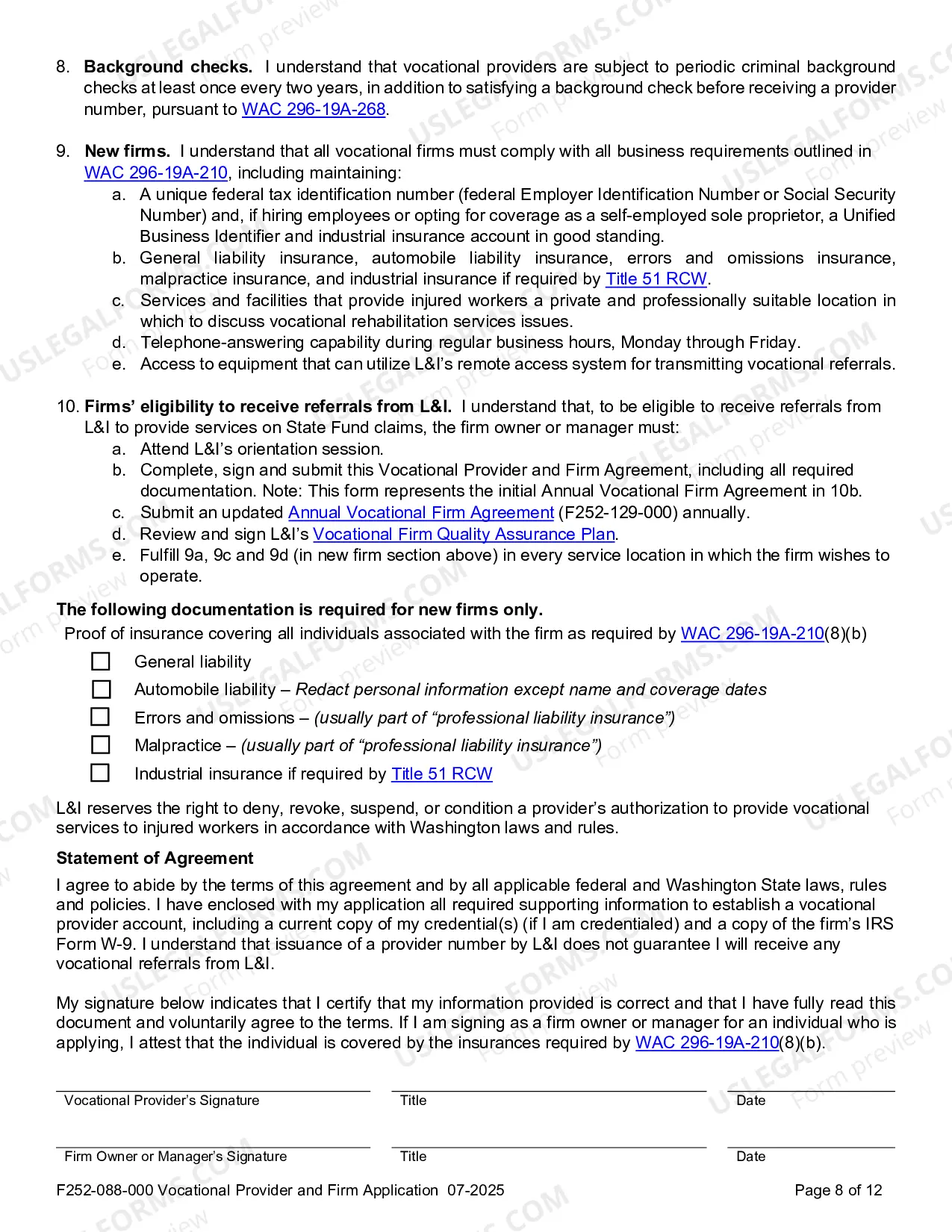 Preview Vocational Provider Application