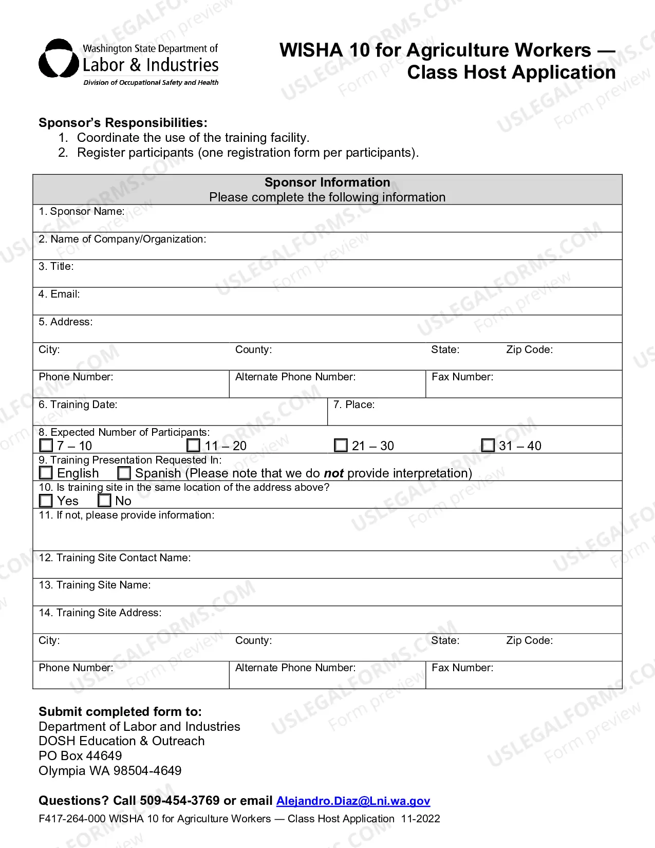 Preview WISHA 10 for Agriculture Workers - Class Host Application