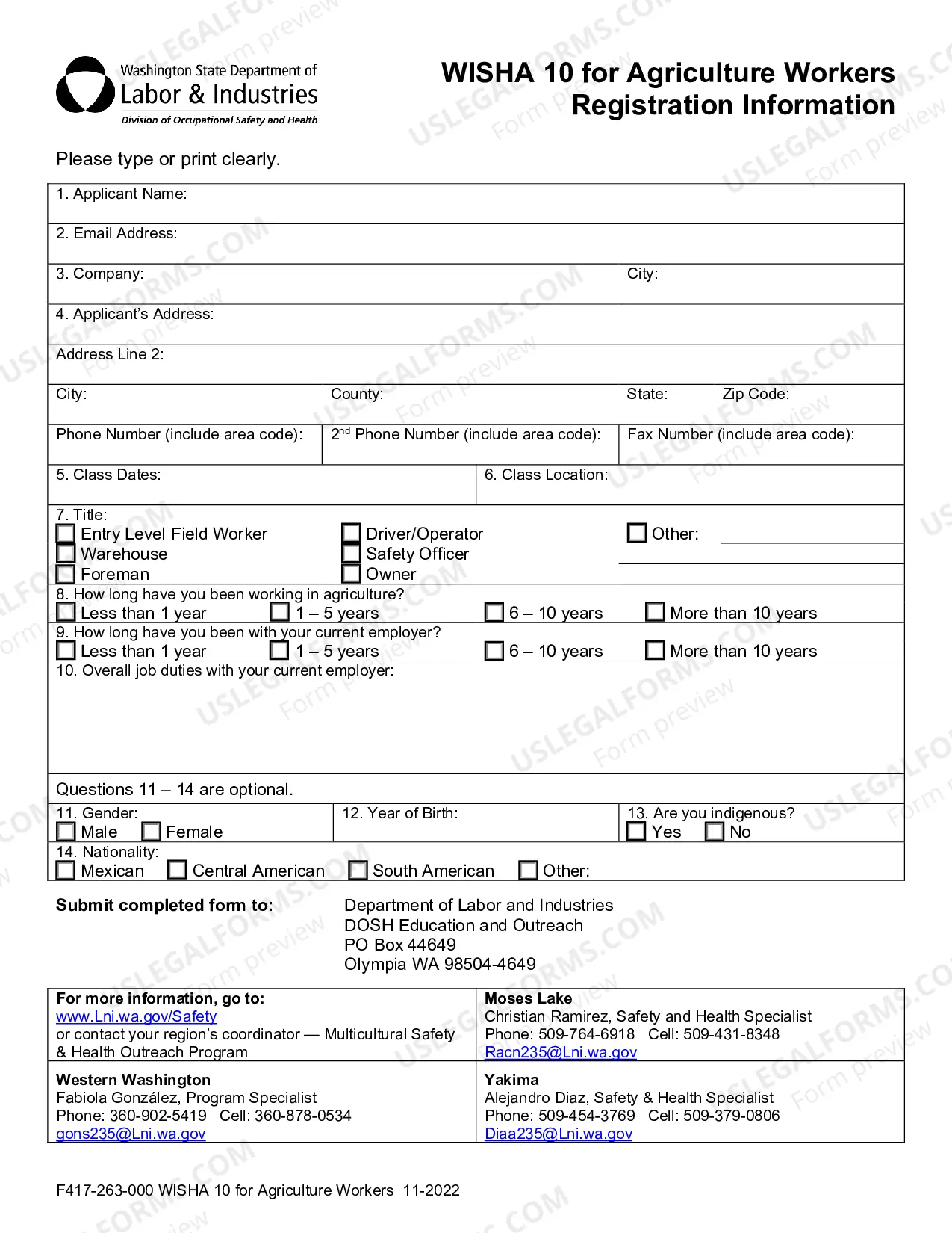 Preview WISHA 10 for Agriculture Workers - Registration Information