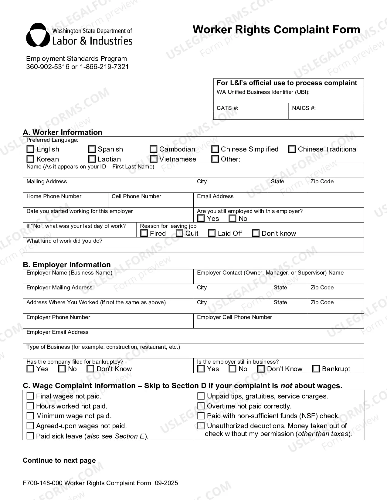 Preview Worker Rights Complaint Form